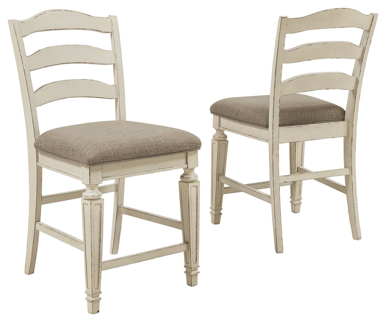 Realyn French Country Upholstered Barstool (Set of 2) - Chipped White