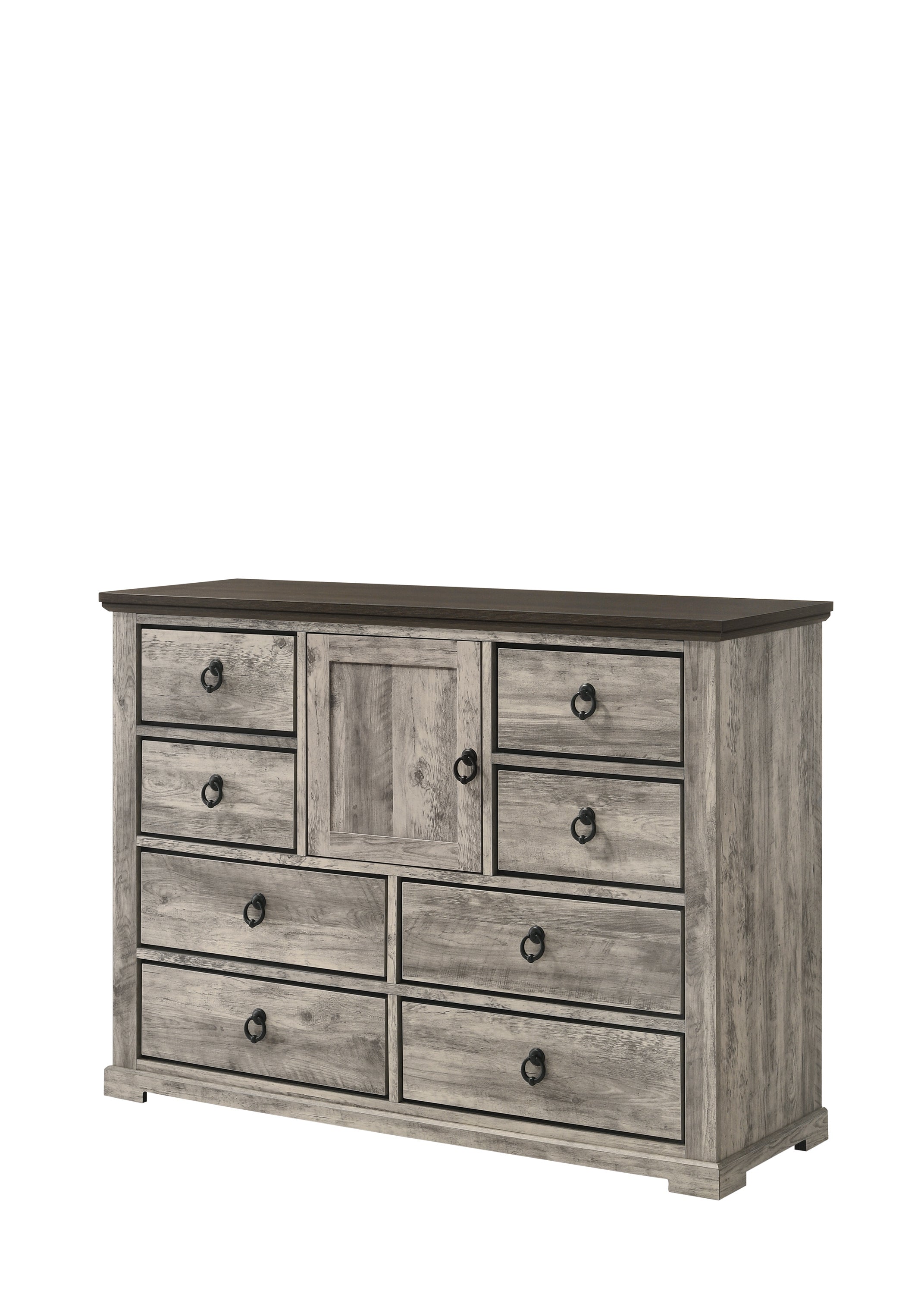 Contemporary Rustic Gray Two-Tone Dresser Metal Pulls