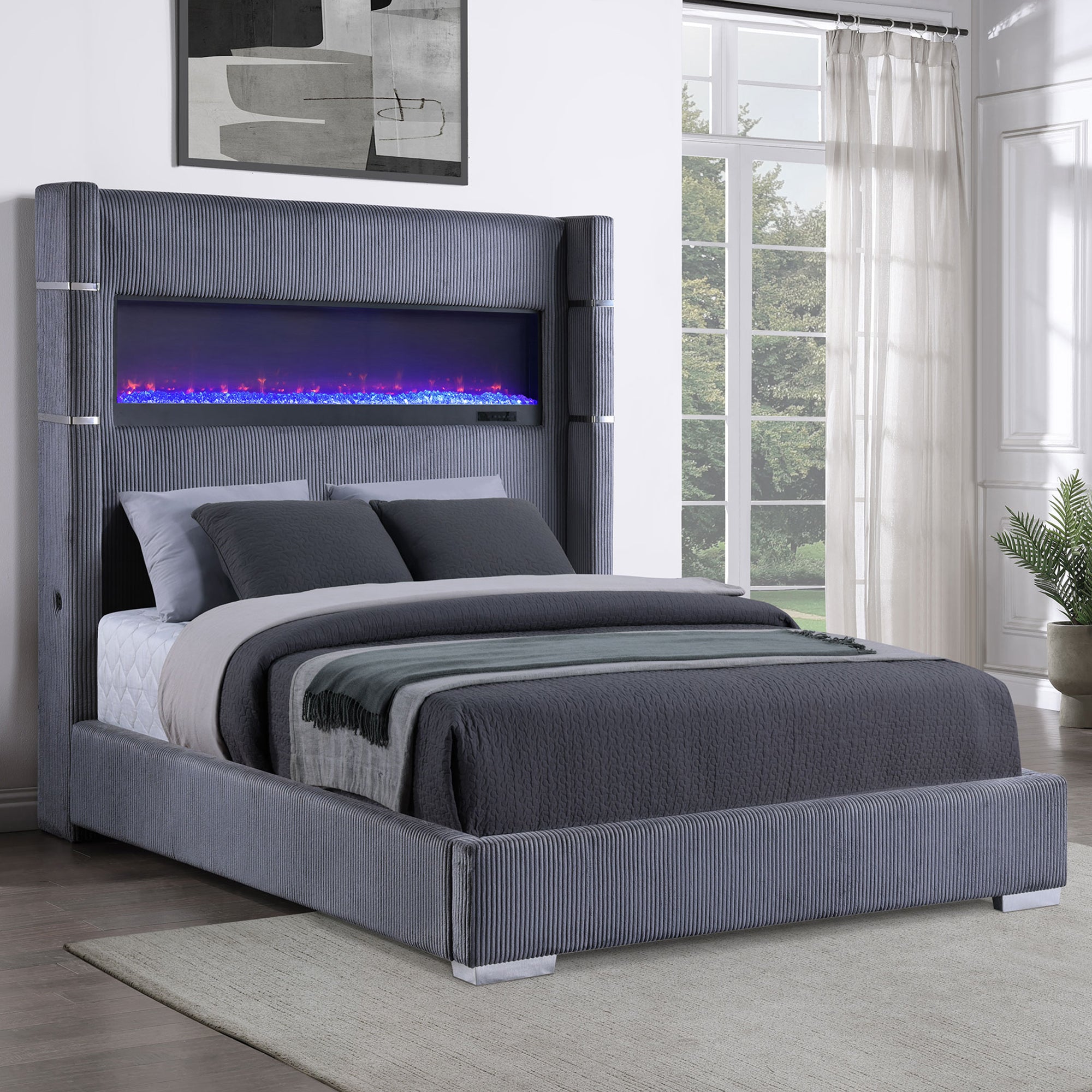 Haven Grey Upholstered Queen Bed - Modern Comfort & Style