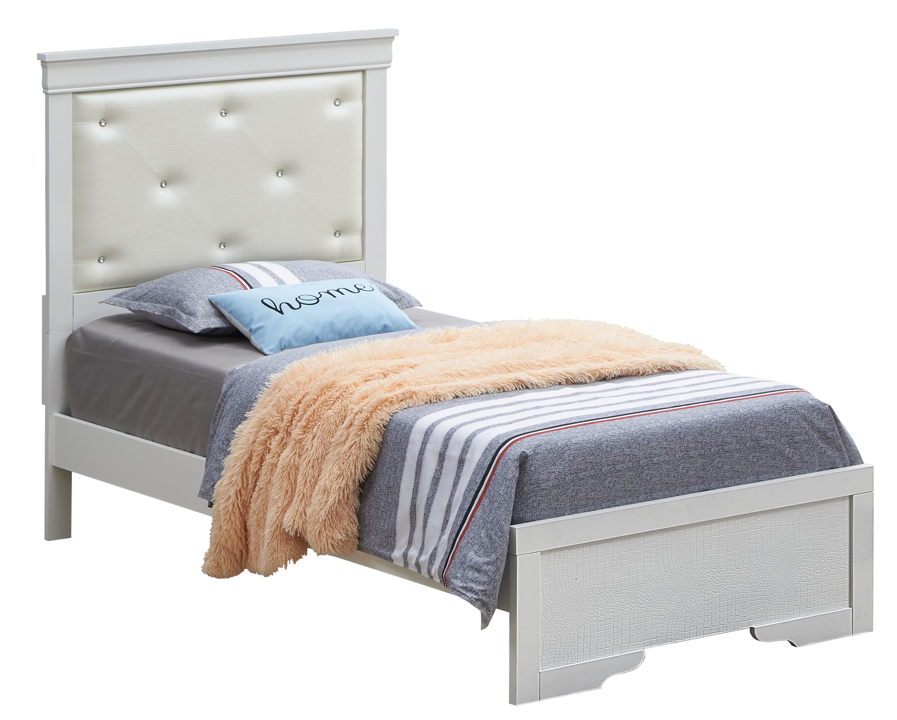 Elegant Silver Champagne Twin Bed