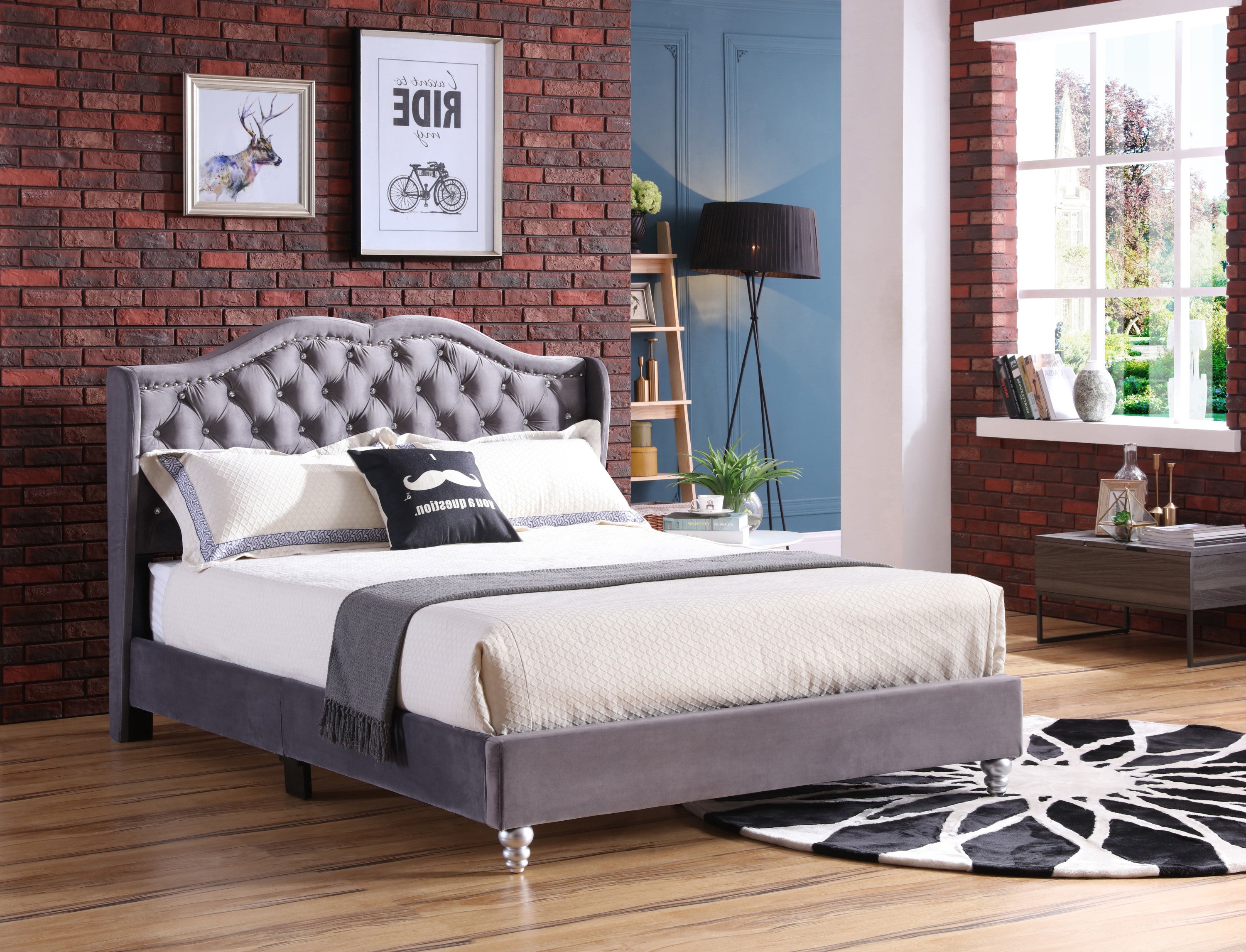 Stylish Transitional Full Upholstered Bed | Elegant Style