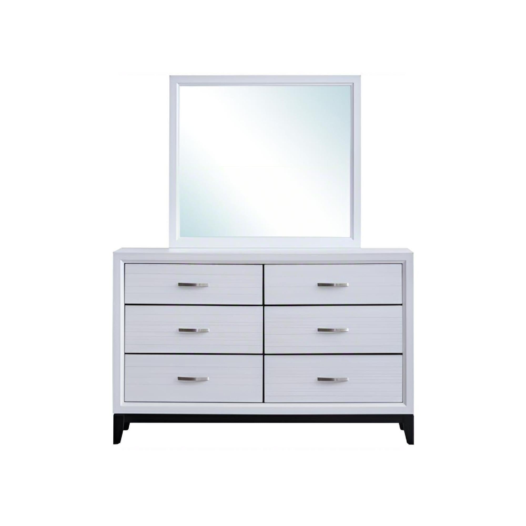 Glasgow Contemporary White Wooden 6-Drawer Dresser & Storage