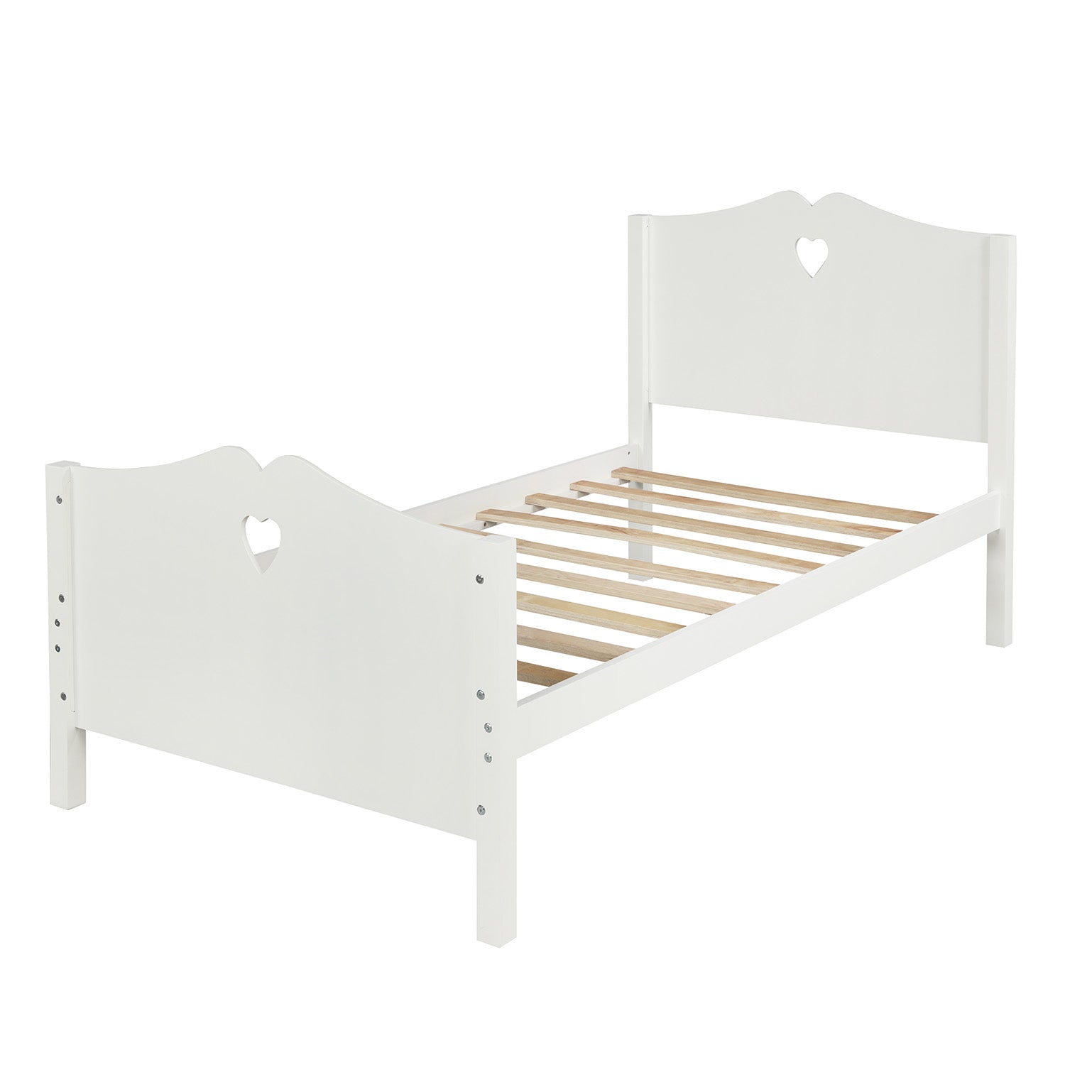 Minimalist Twin Platform Bed Frame White Wood Slats