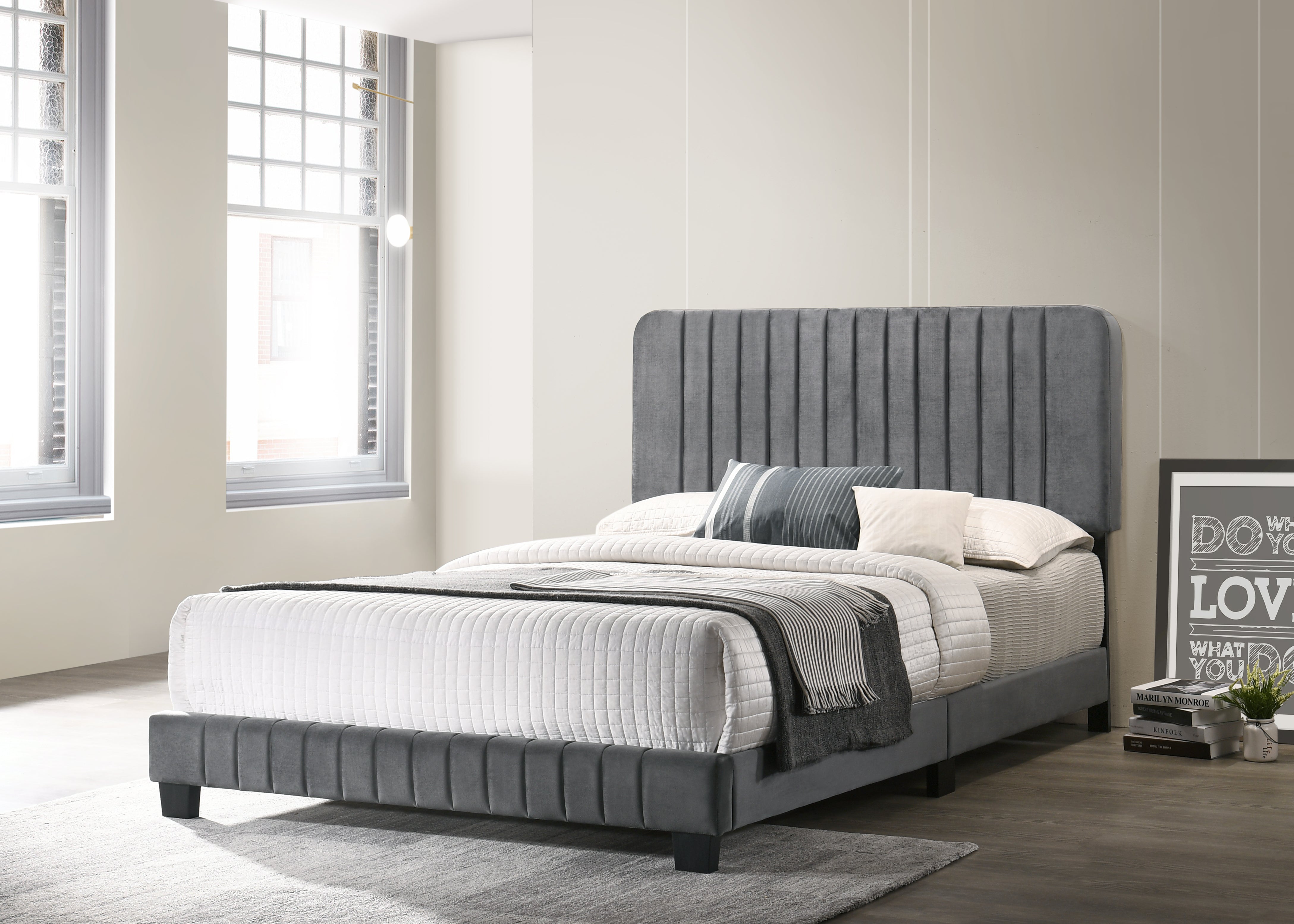 Stylish Contemporary Gray King Bed - Modern Bedroom Furniture Design