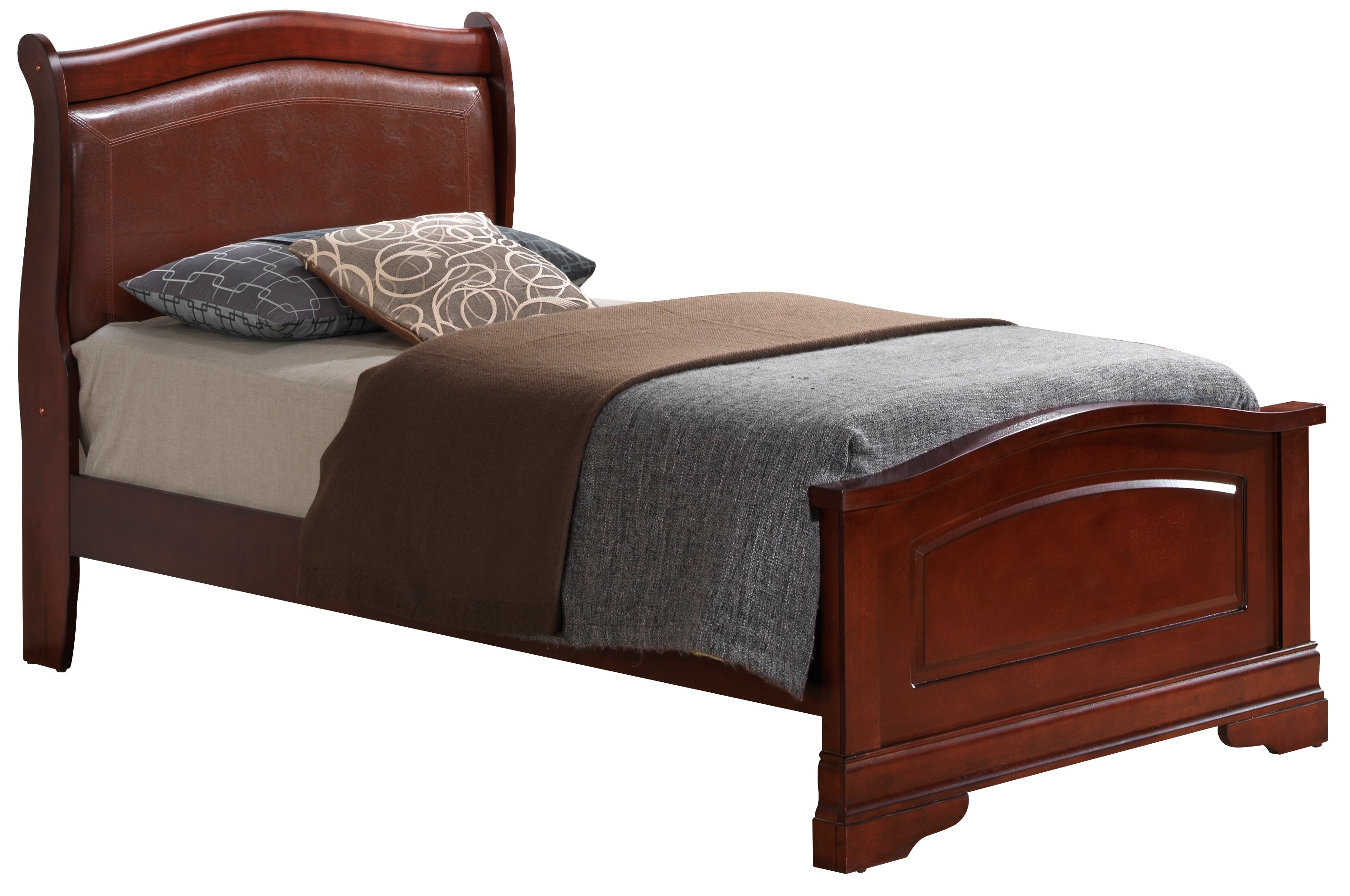 Charming Twin Bed - Cherry Finish - Space-Saving & Stylish