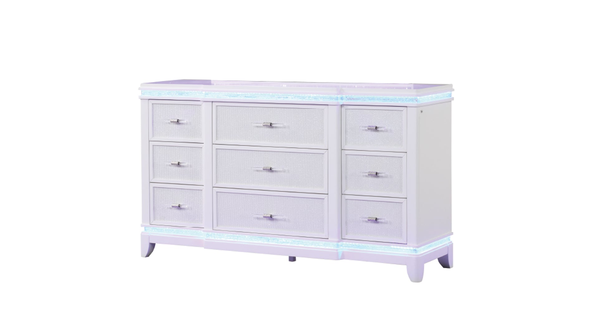 White Modern Wood 9-Drawer Dresser