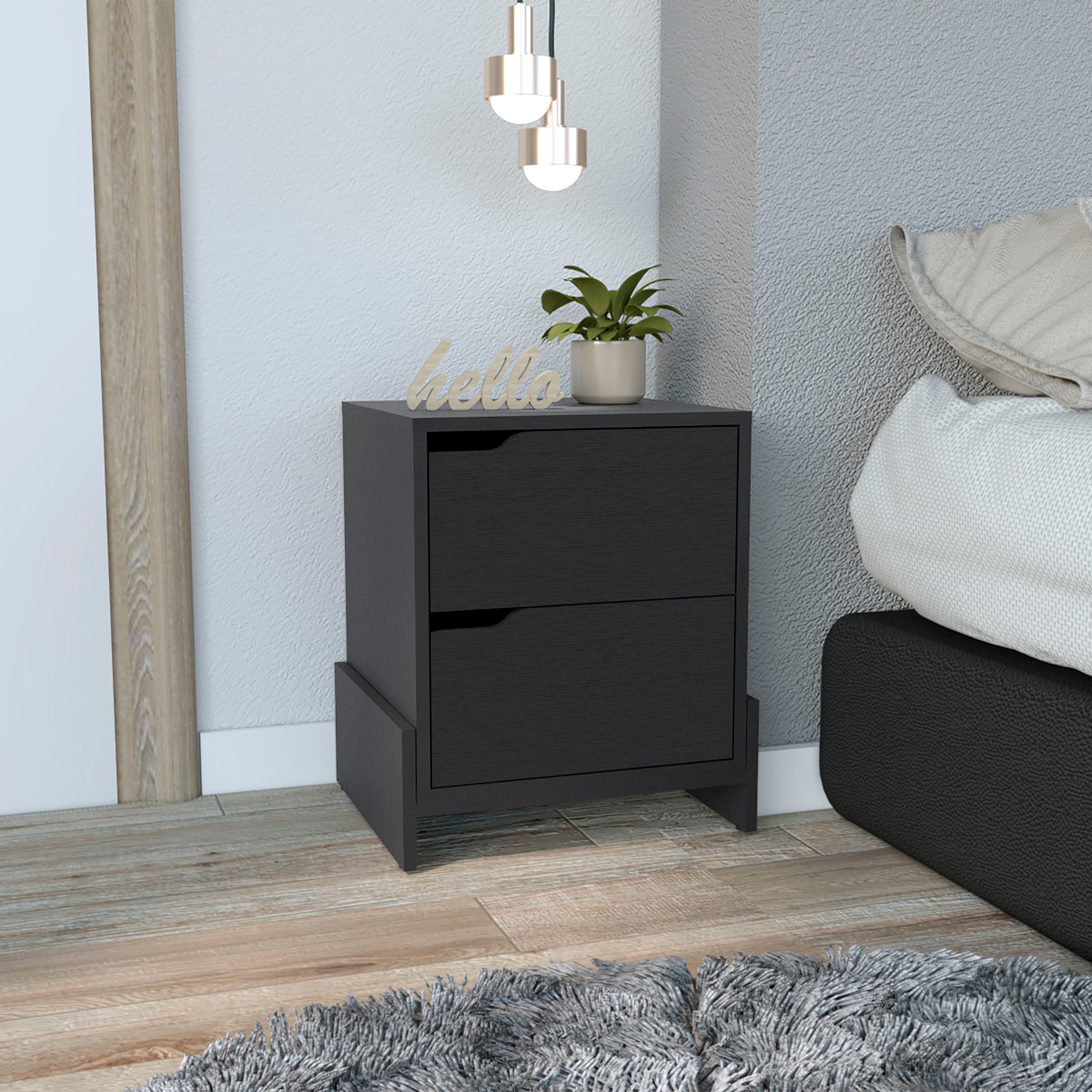 Luss 2-Drawer Nightstand: Stylish Bedside Table