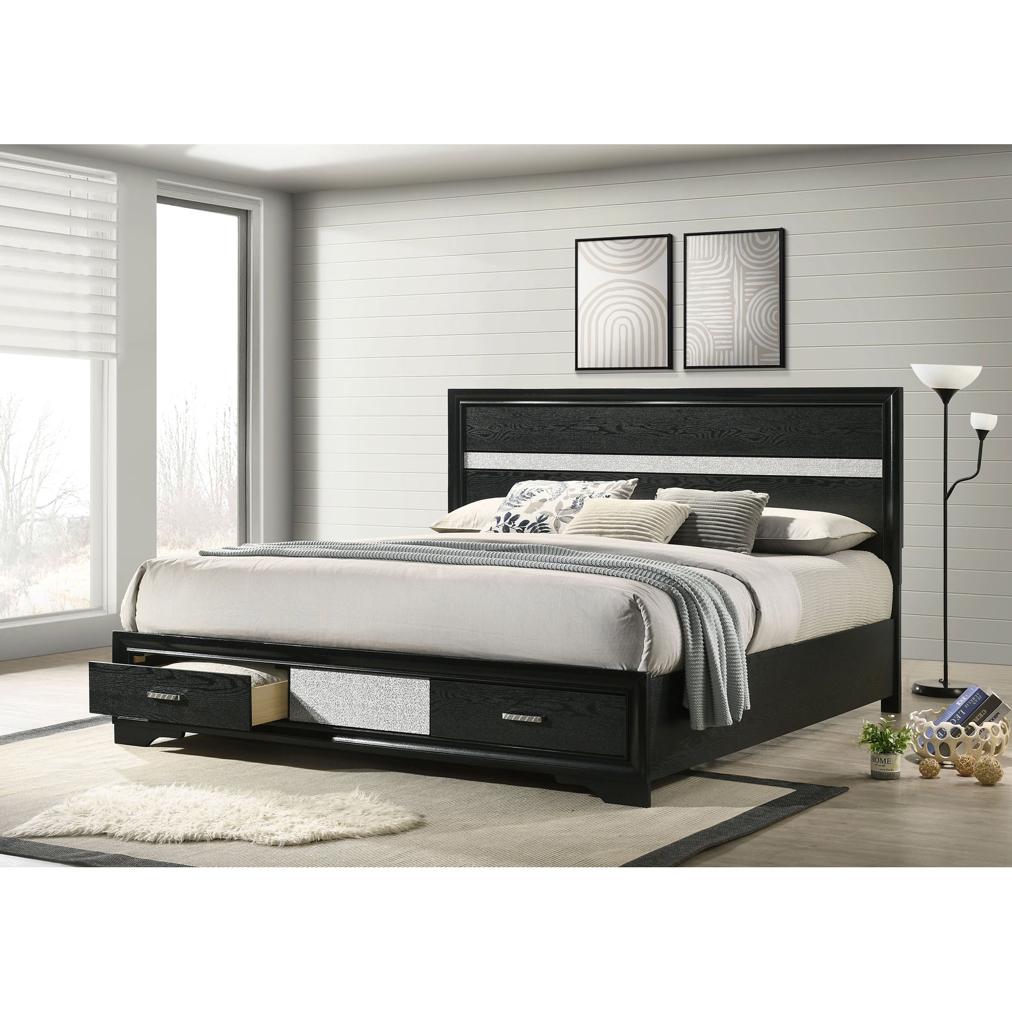 Eastern King Platform Storage Bed with 2 Drawers