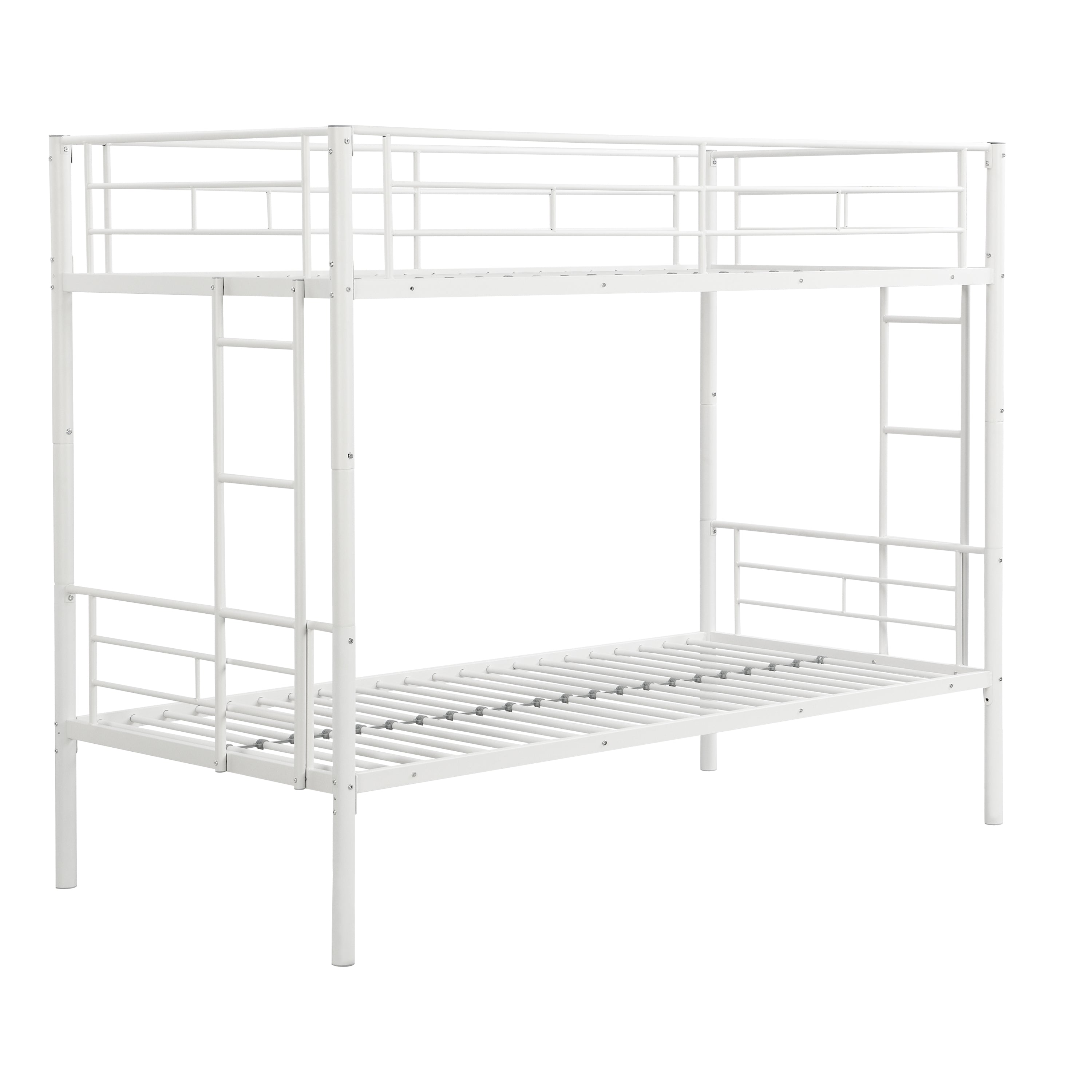 Space-Saving White Twin Bunk Bed: Modern Metal