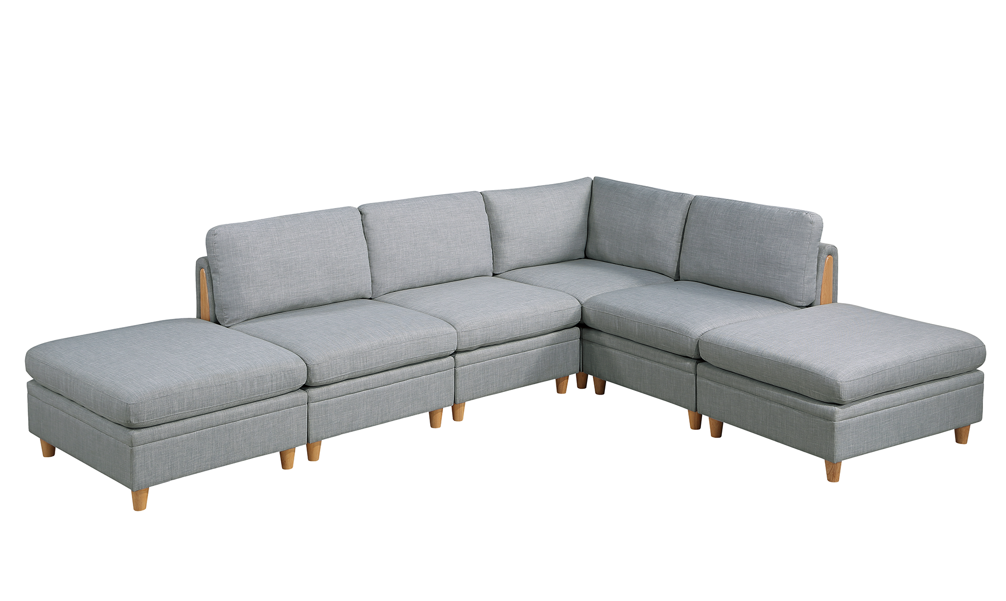 Modular 6-Piece Set - Light Gray Living Room Sectional
