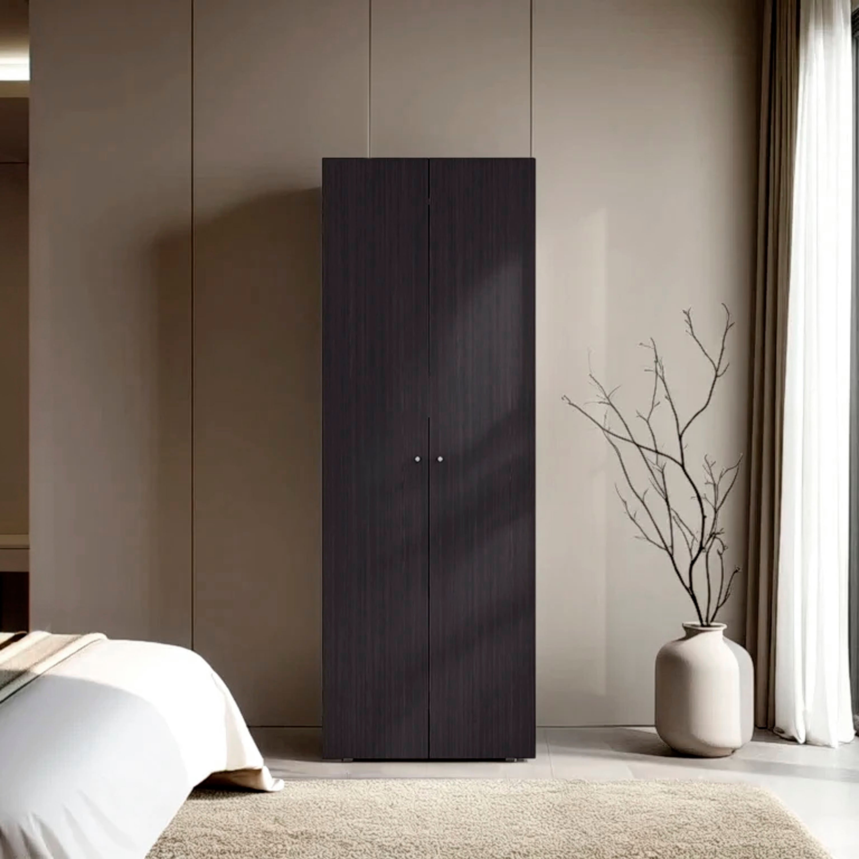 FM FURNITURE Basin 2-Door Tall Bedroom Wardrobe Wenge 66.9H