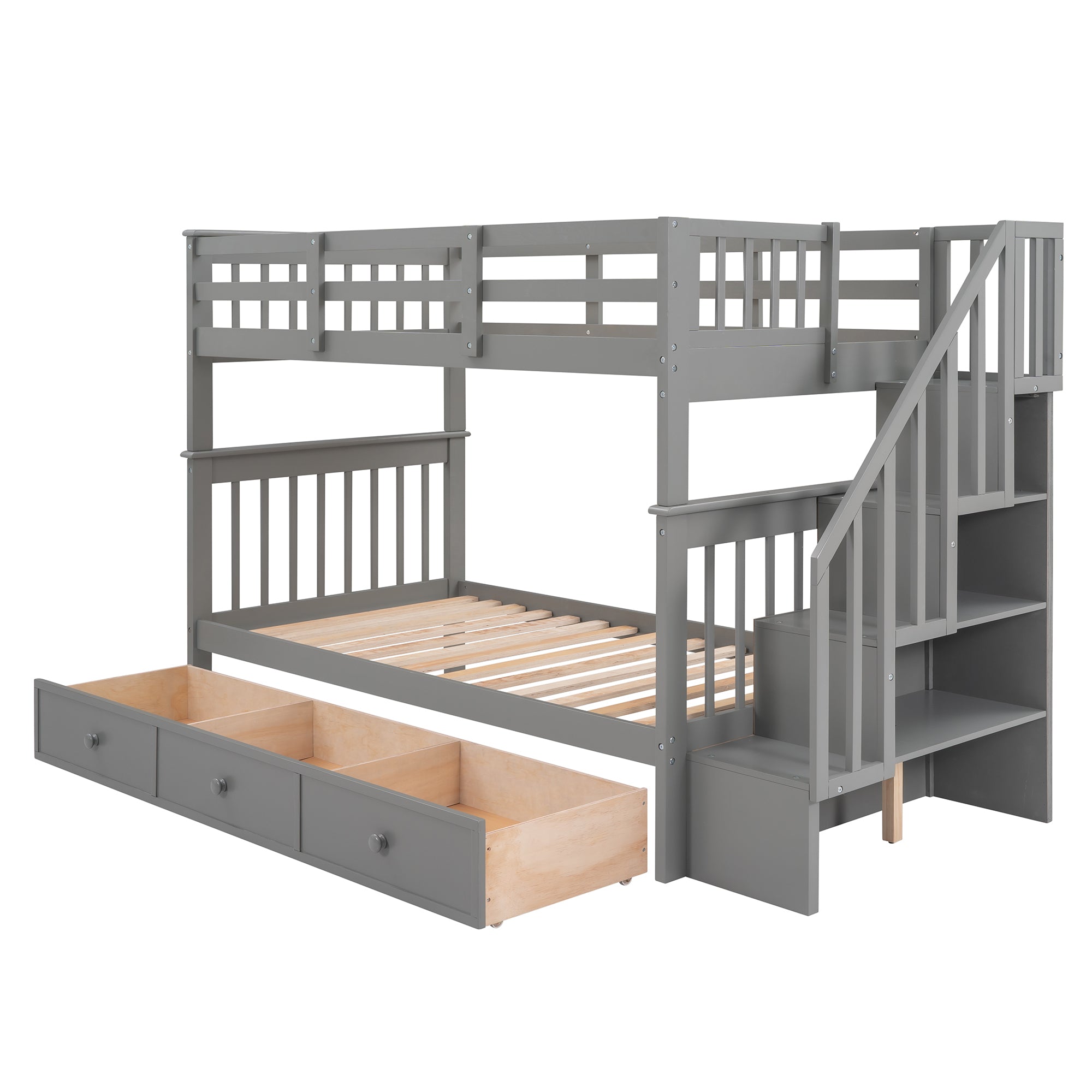 Twin Bunk Bed with Stairway & 3 Drawers | Hearth & Haven