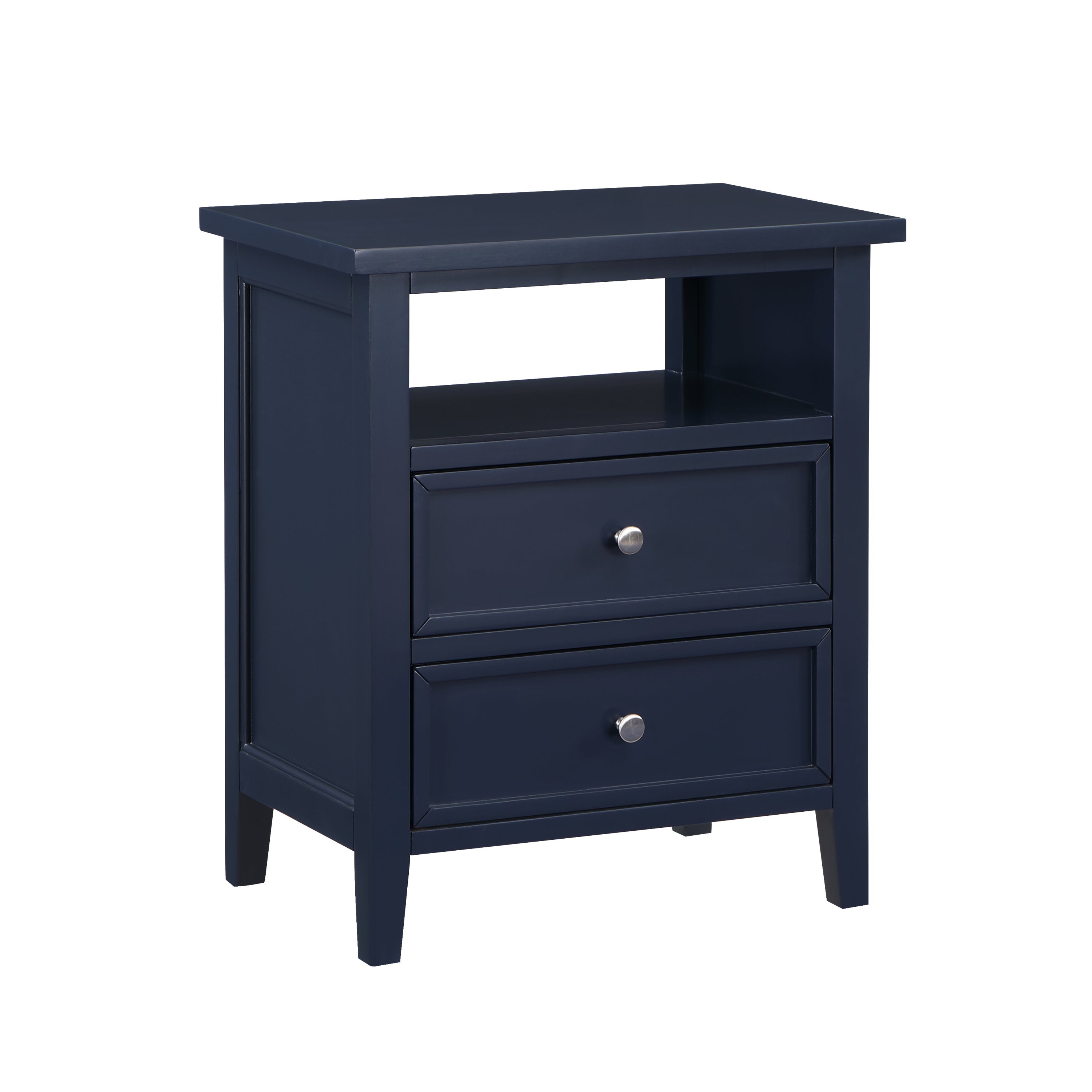 Weston Midnight Blue 2-Drawer Nightstand with Nickel Knobs