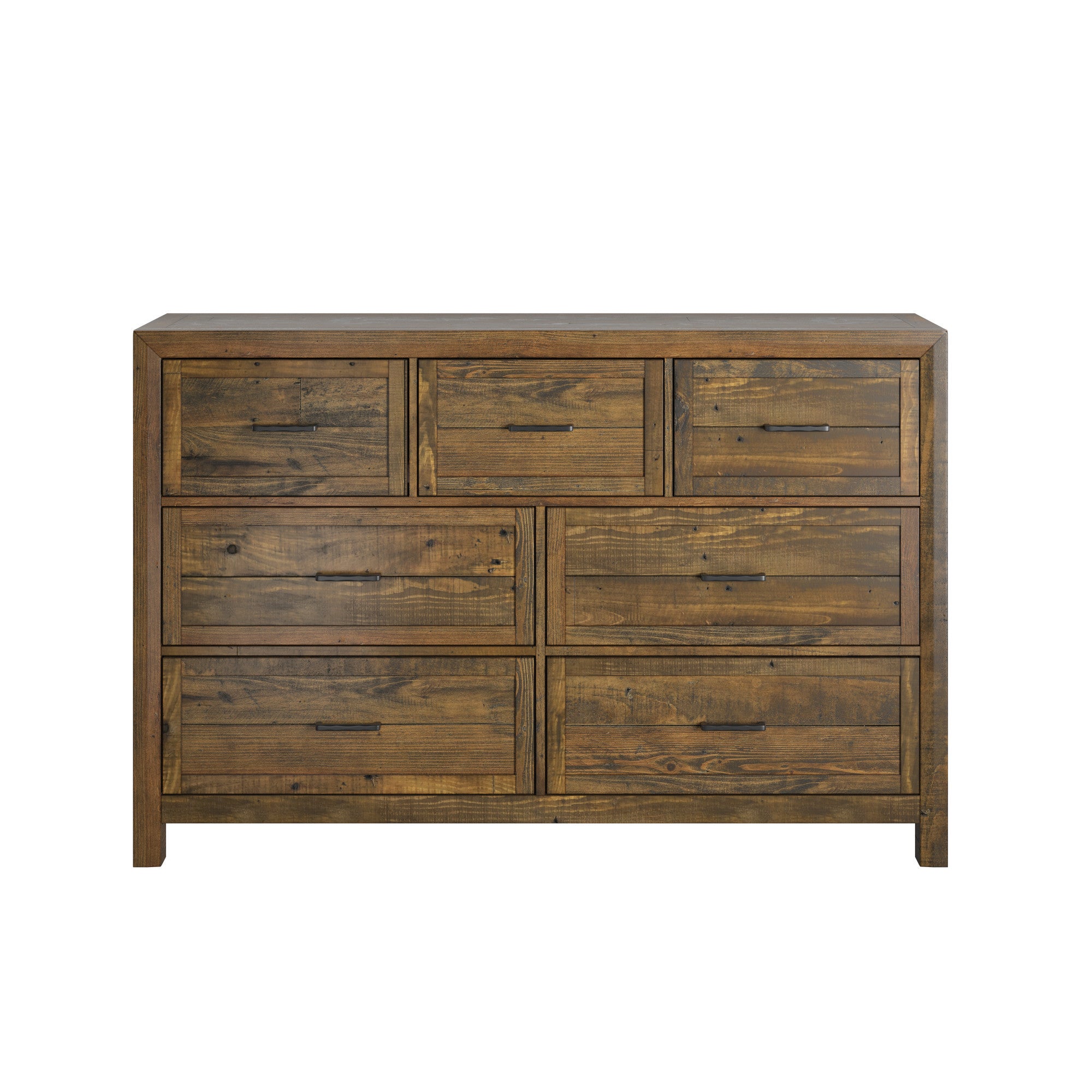 Reclaimed Wood Rustic Brown 7-Drawer Dresser Distressed Look