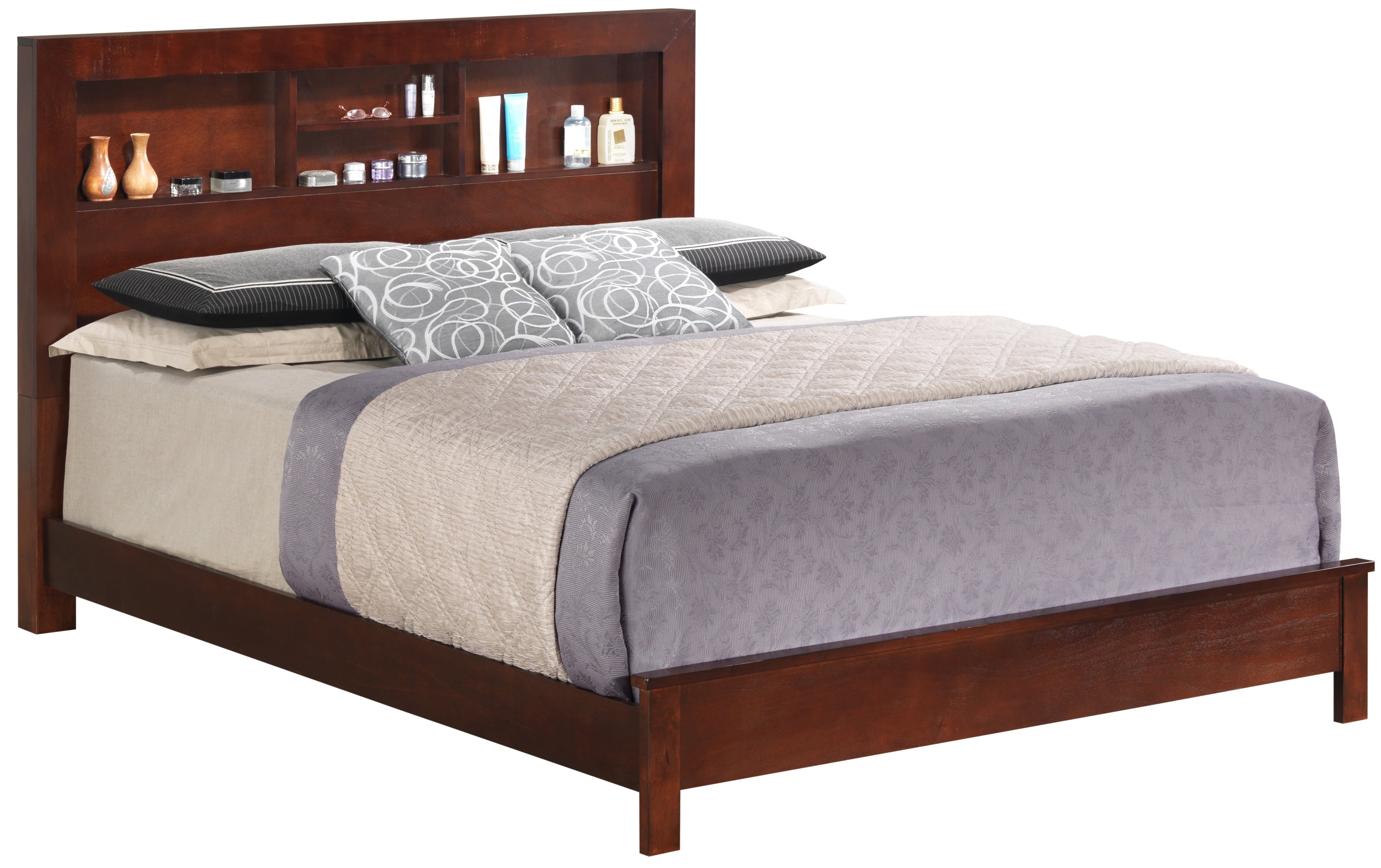 Elegant Cherry Transitional Queen Bed | Wood Frame