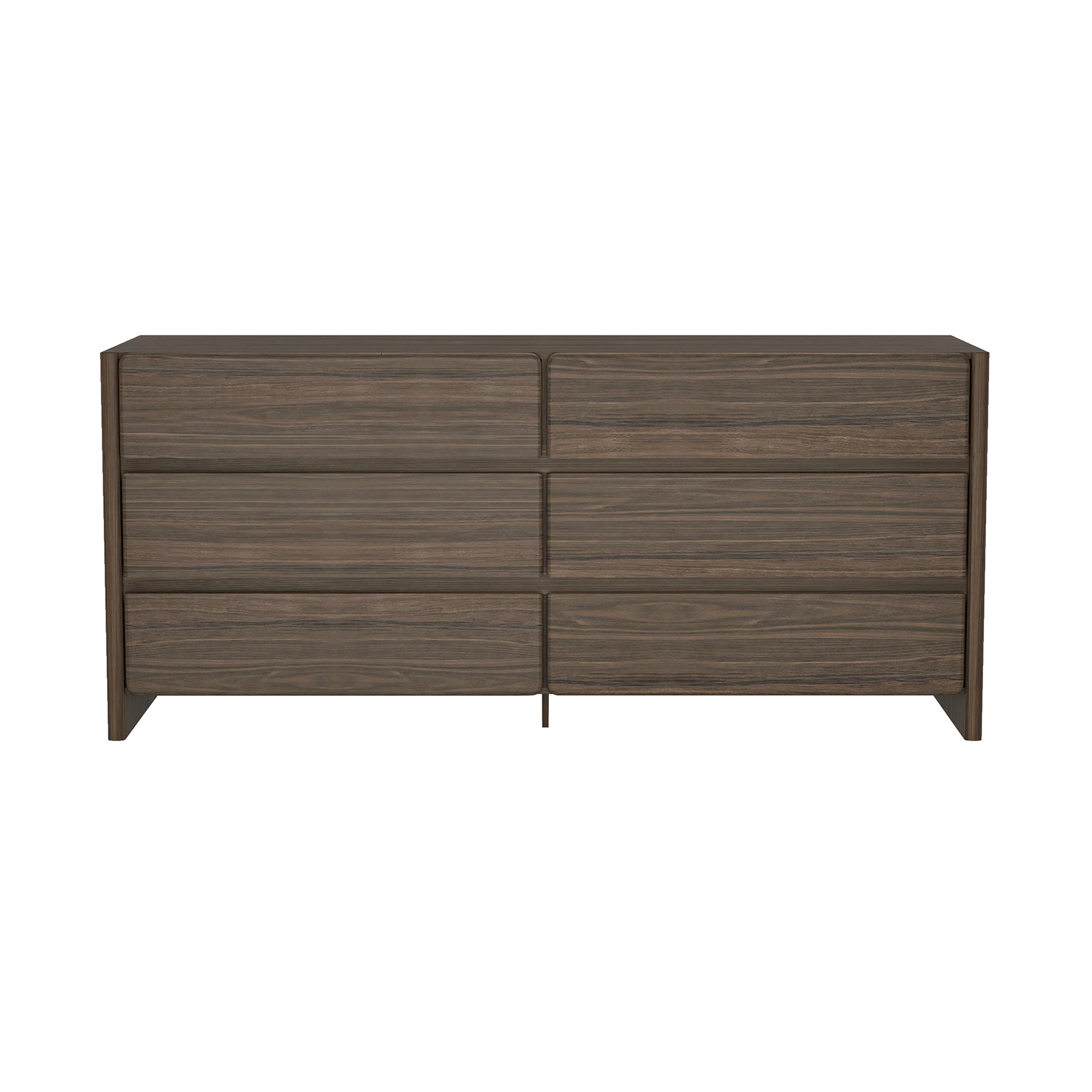 Linda 72" Walnut Brown 6-Drawer Dresser