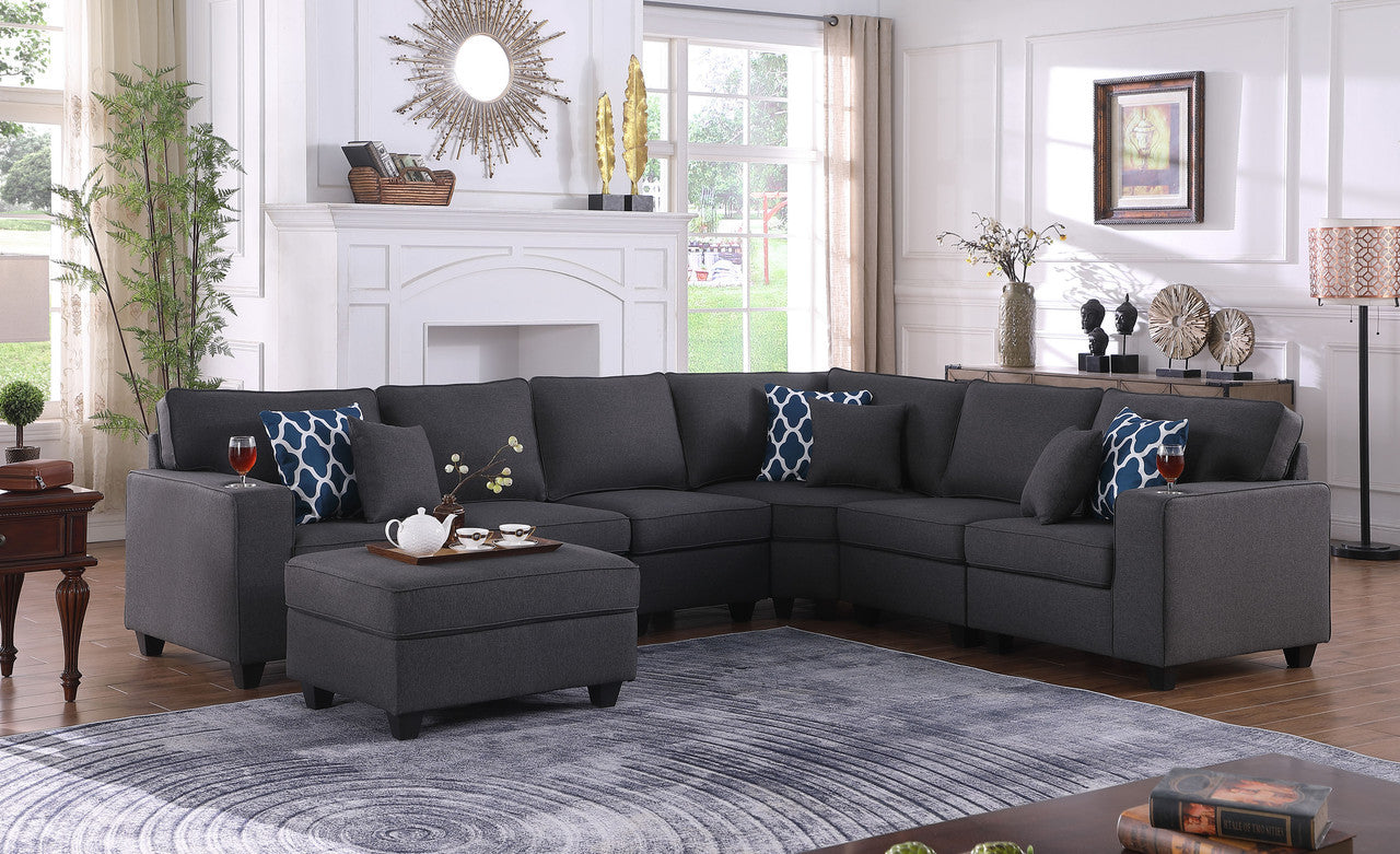 Cooper 125" Dark Gray 7Pc Reversible L-Shape Sectional