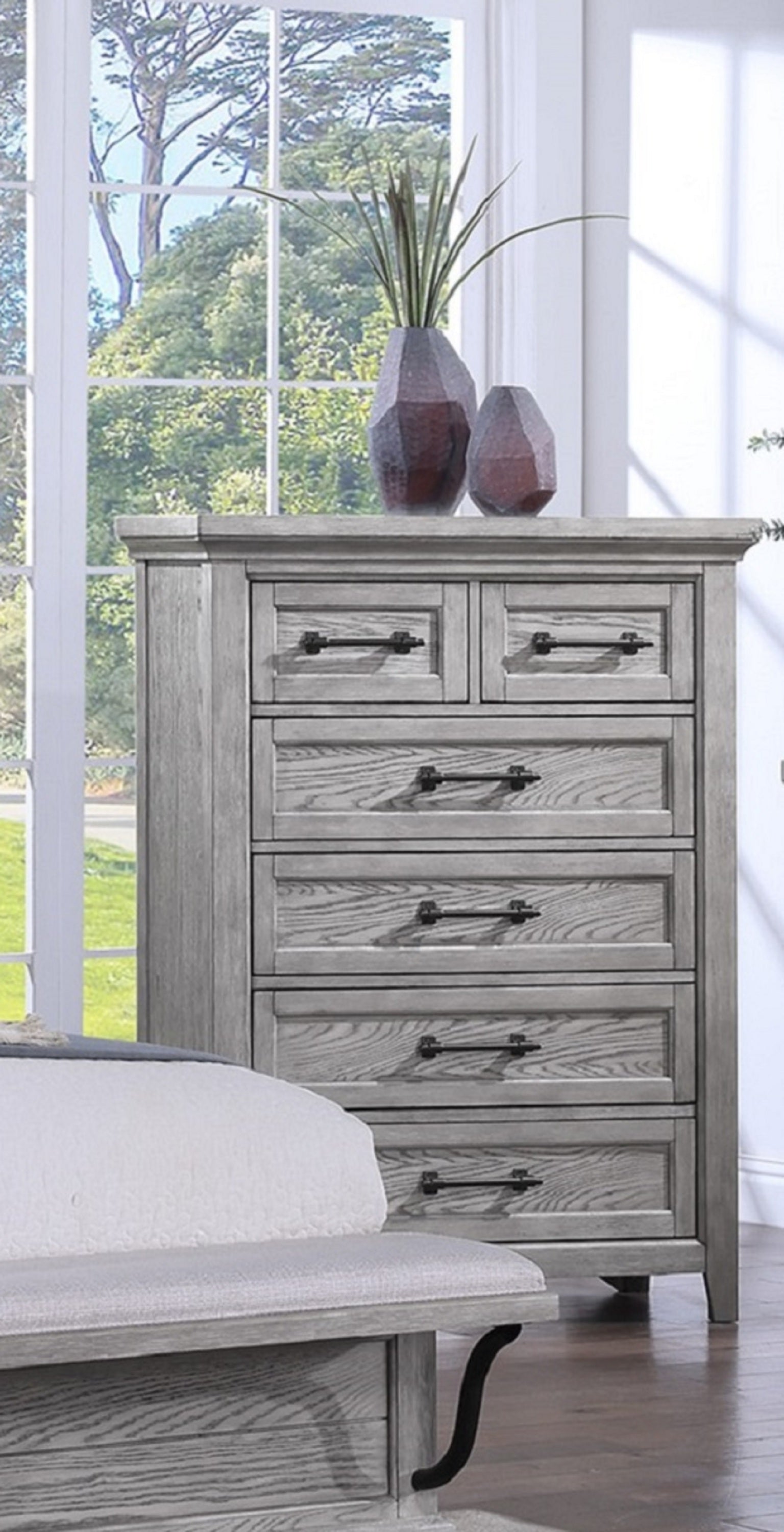 Contemporary Light Gray Tall Chest Wooden Bedroom Furniture