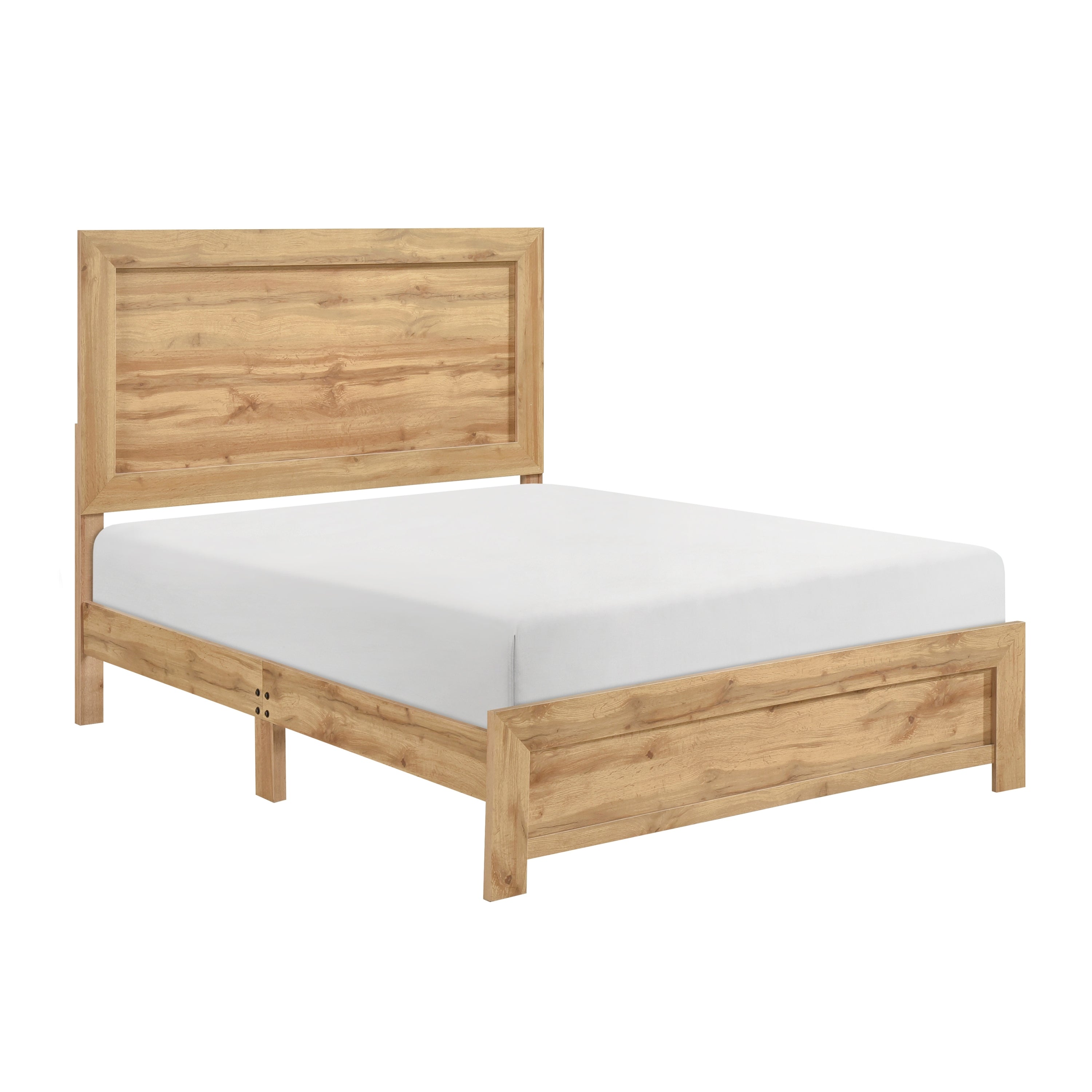 Natural Finish King Bed: Rustic Contemporary Style, Bed in a Box