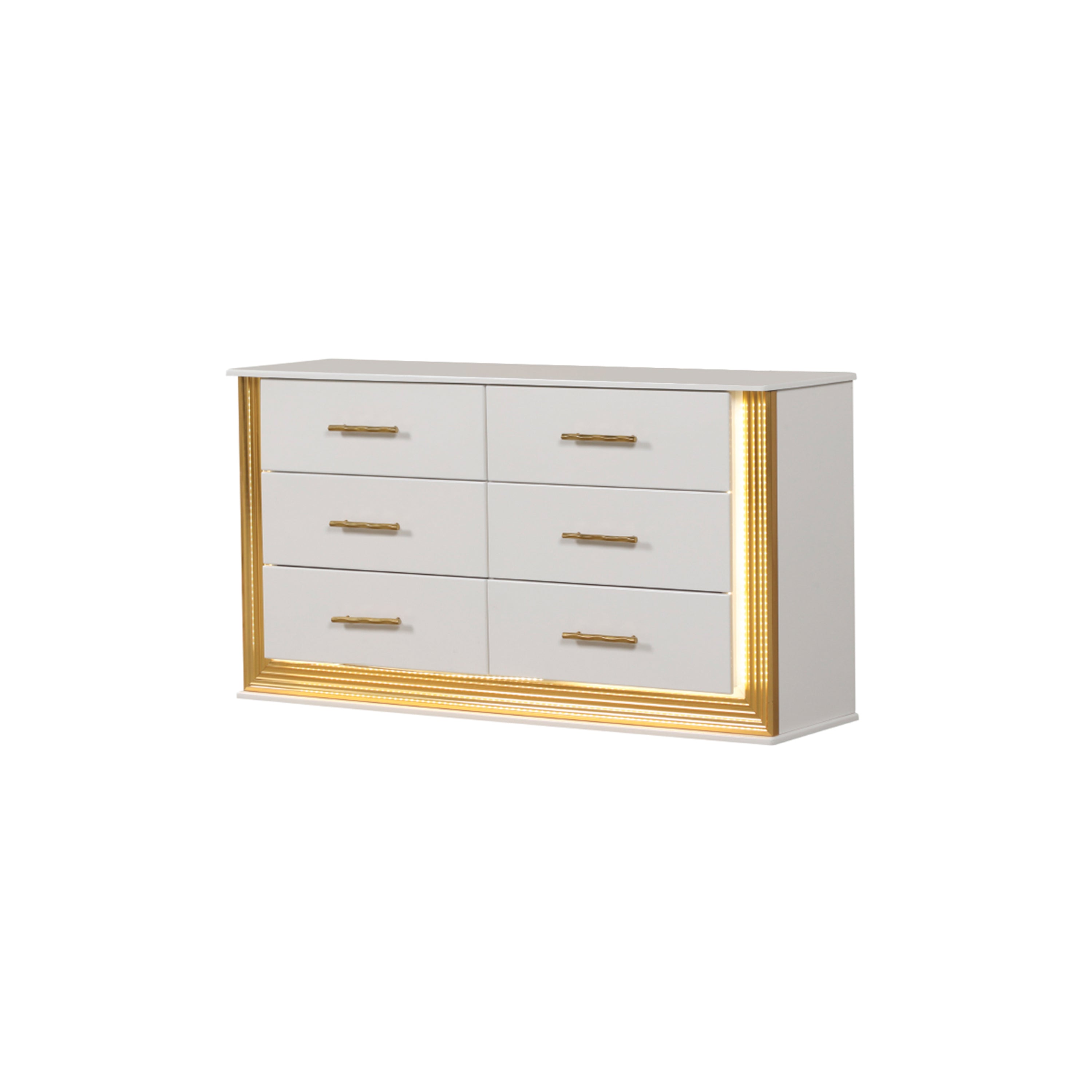 Obsession Contemporary 6-Drawer Wood & Gold Dresser
