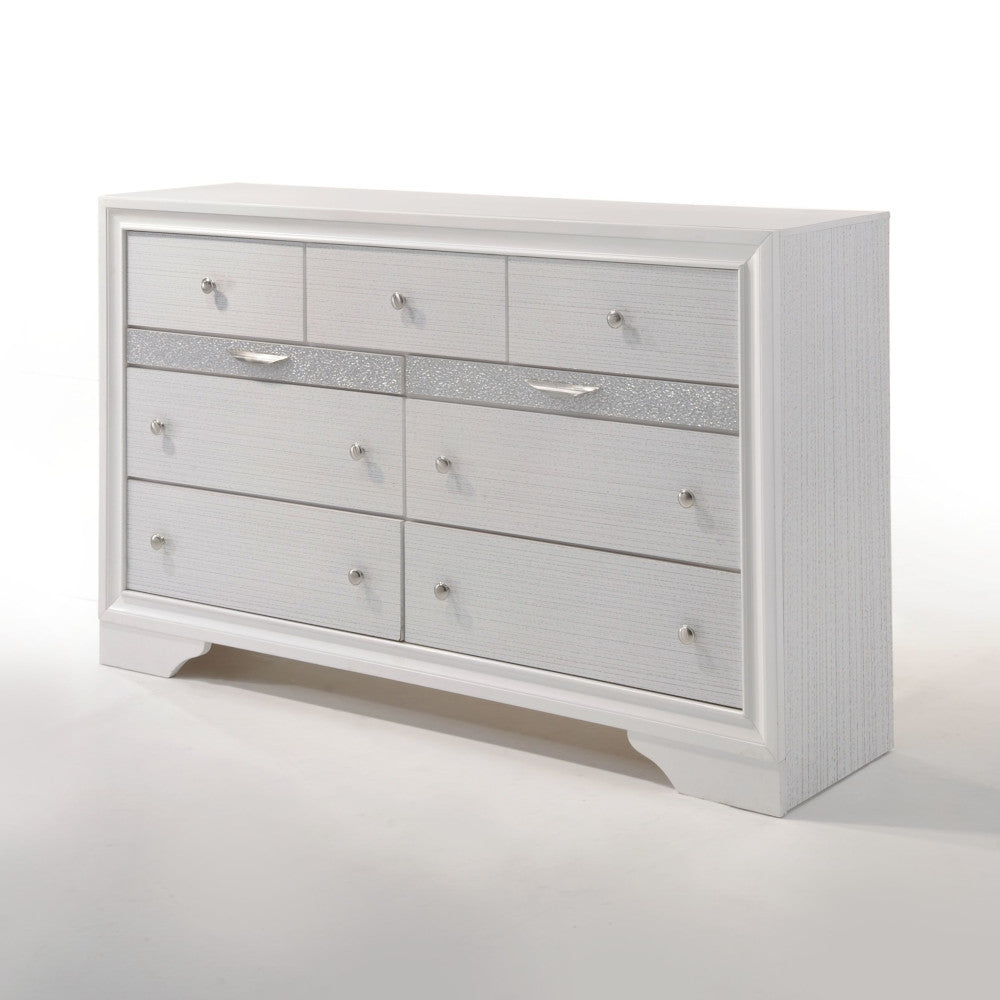 Naima White Finish Dresser: Modern Bedroom Storage