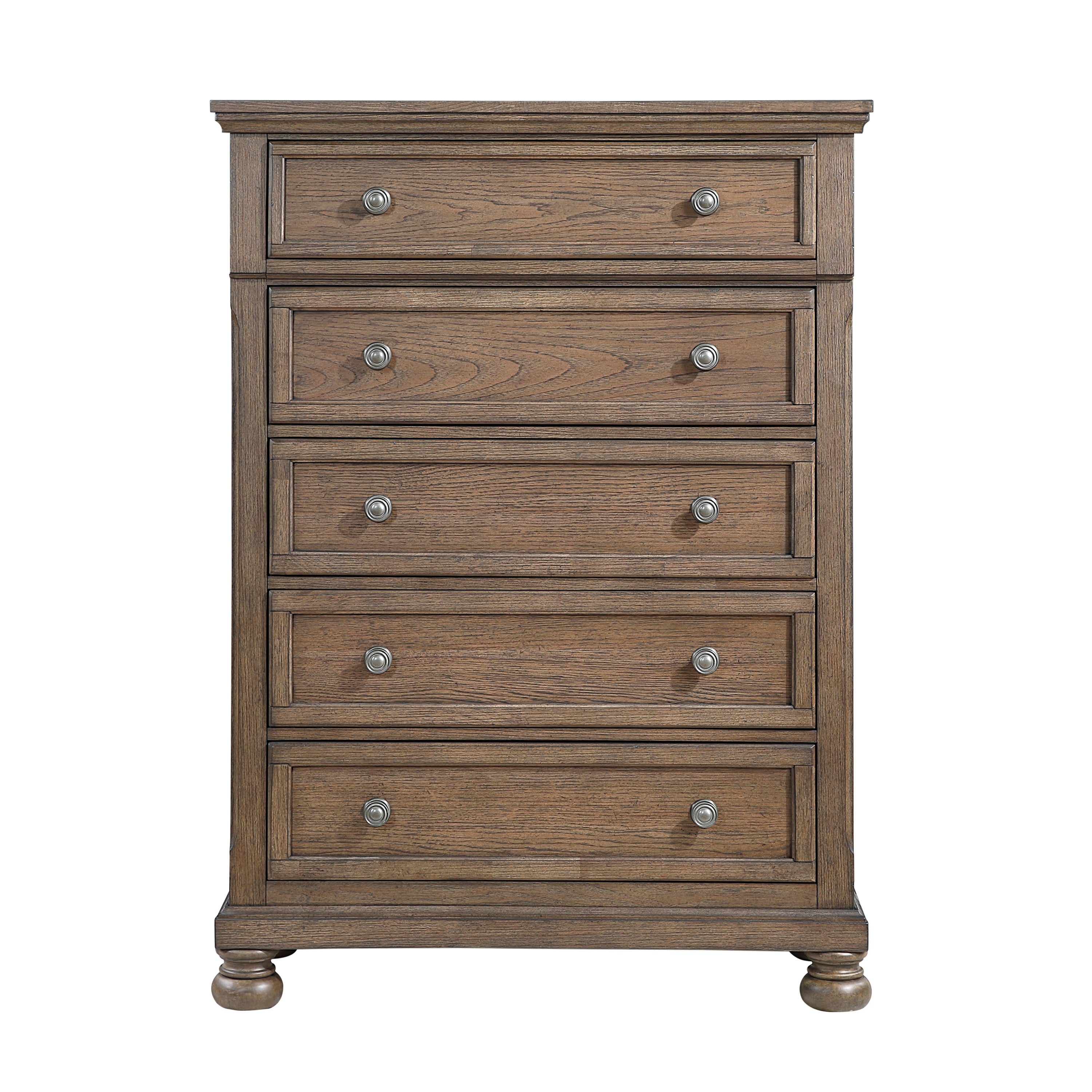 Antique Brown Transitional 5-Drawer Storage Chest for Bedroom