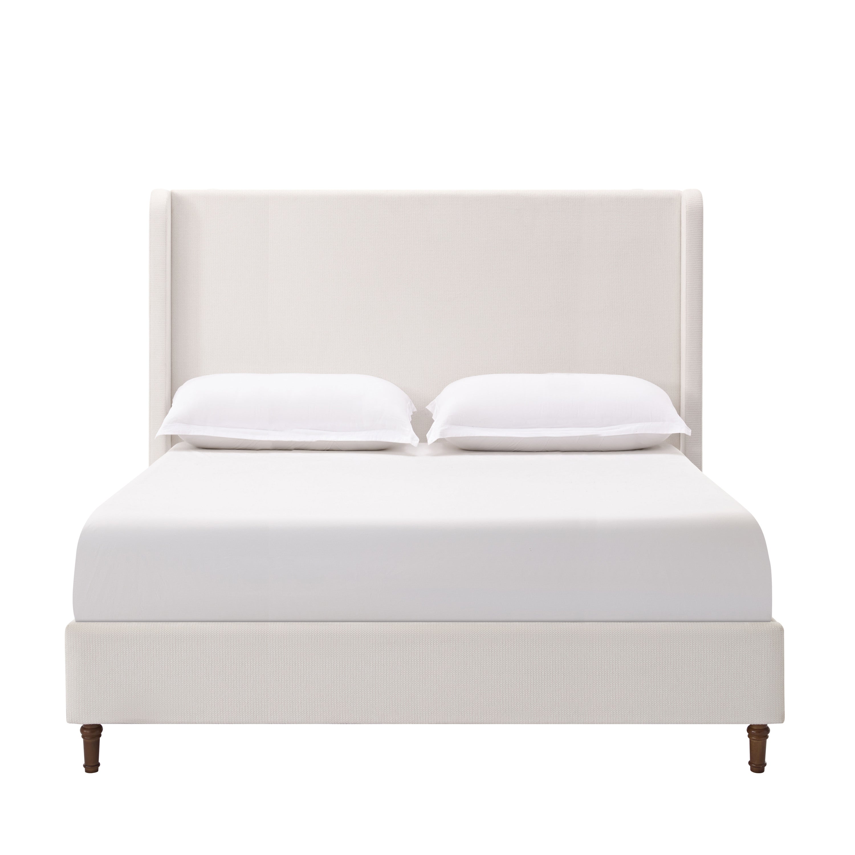 Harper Cali King Tall Headboard Cream Chenille Upholstered Bed Frame