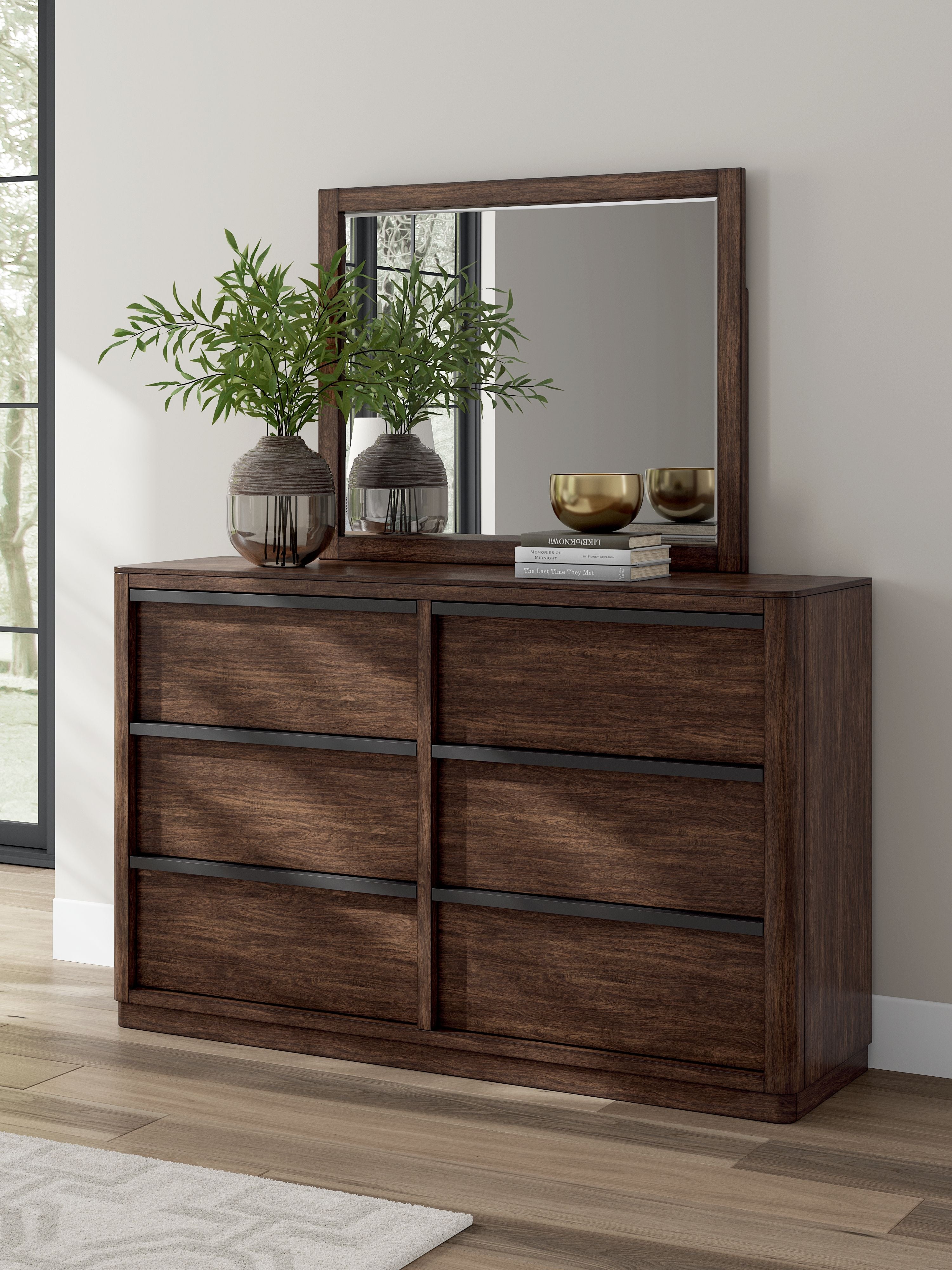 Dilenno - Dark Brown - Dresser And Mirror