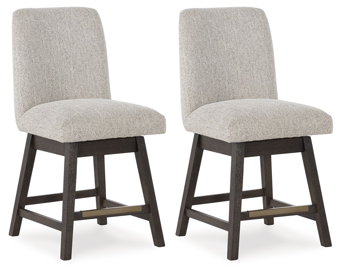 Burkhaus - Upholstered Swivel Barstool (Set of 2) - Beige / Dark Brown
