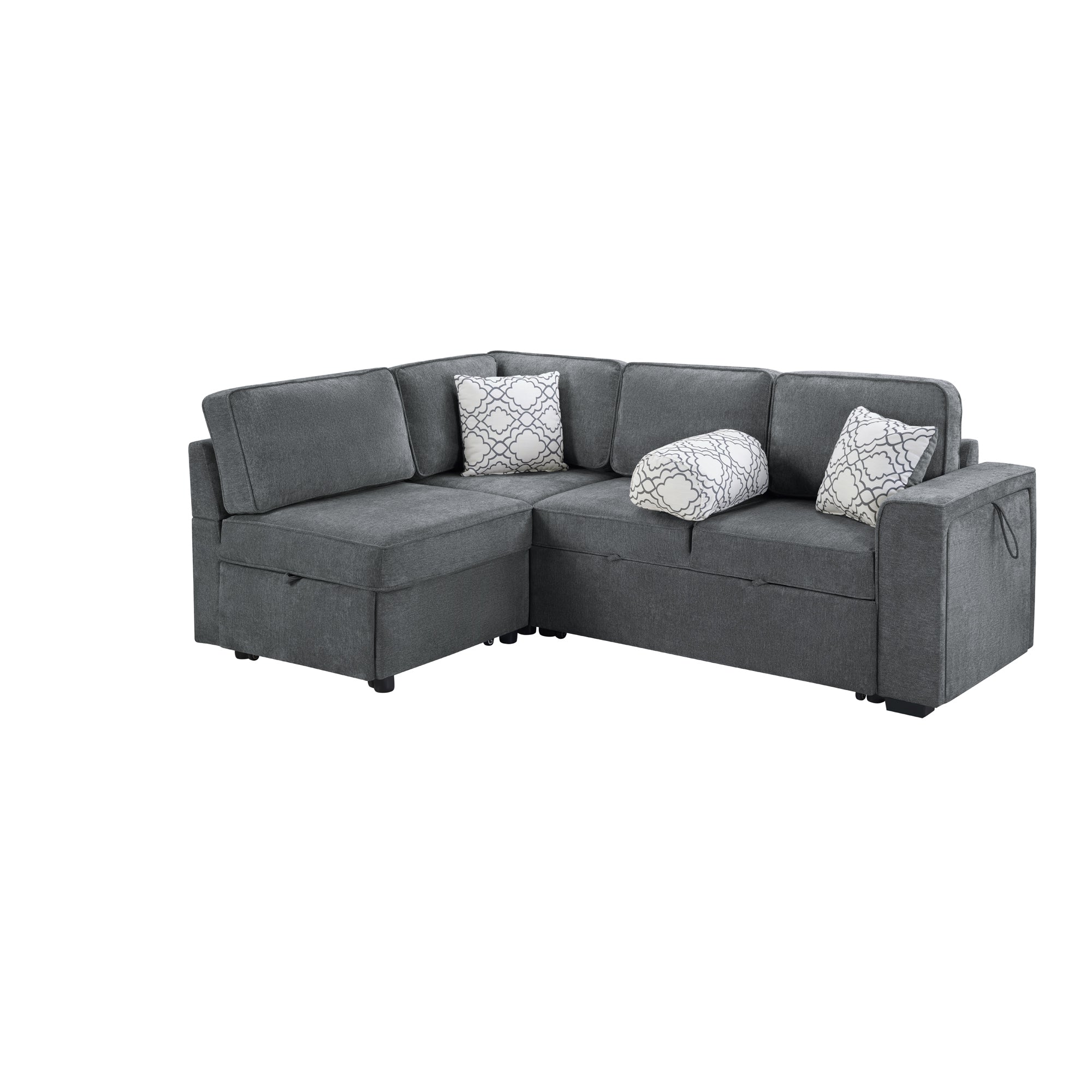 Convertible L-Shaped Sofa Bed w/Pull-Out Sleepers, Storage