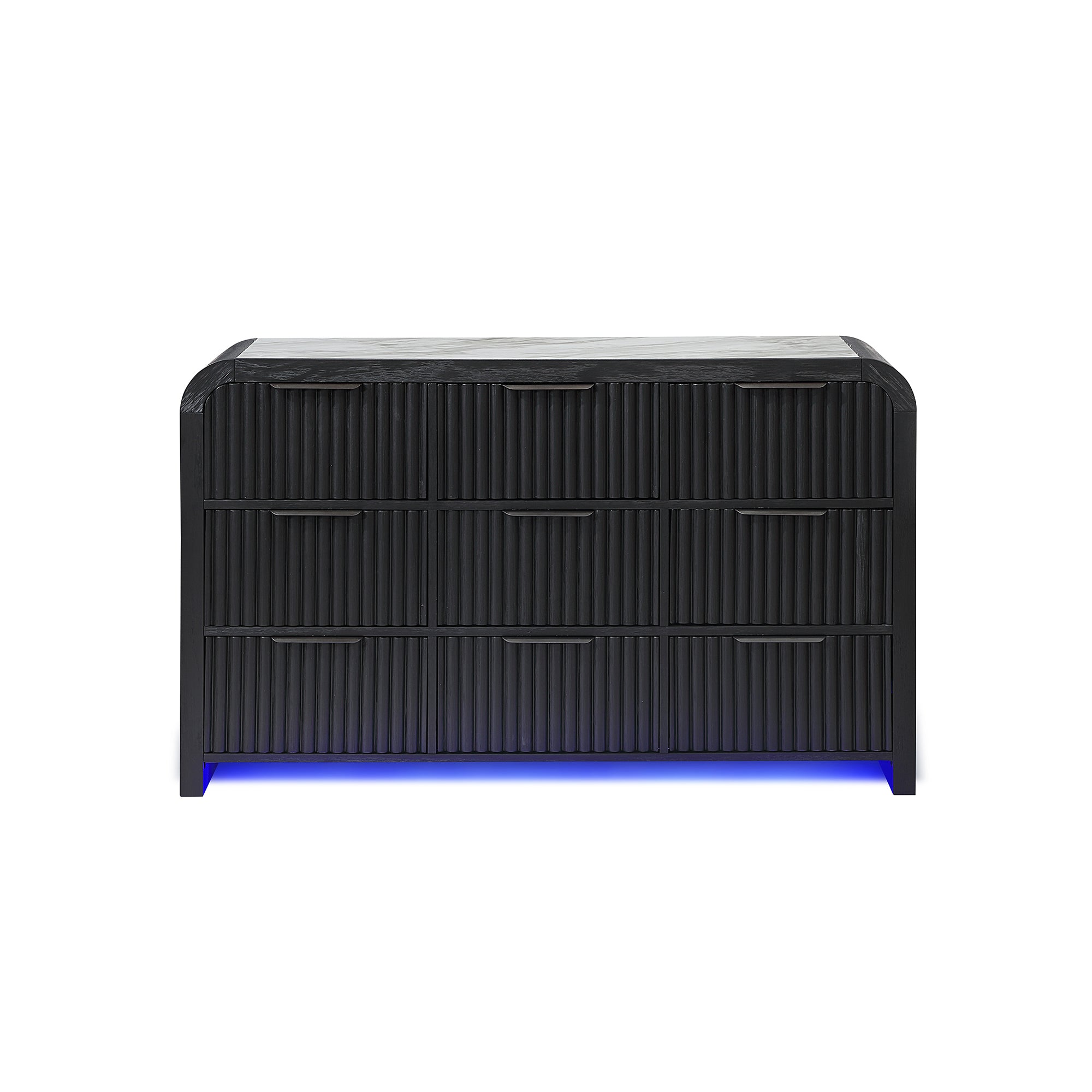 Beverly White Black Fluted Dresser with LED Light