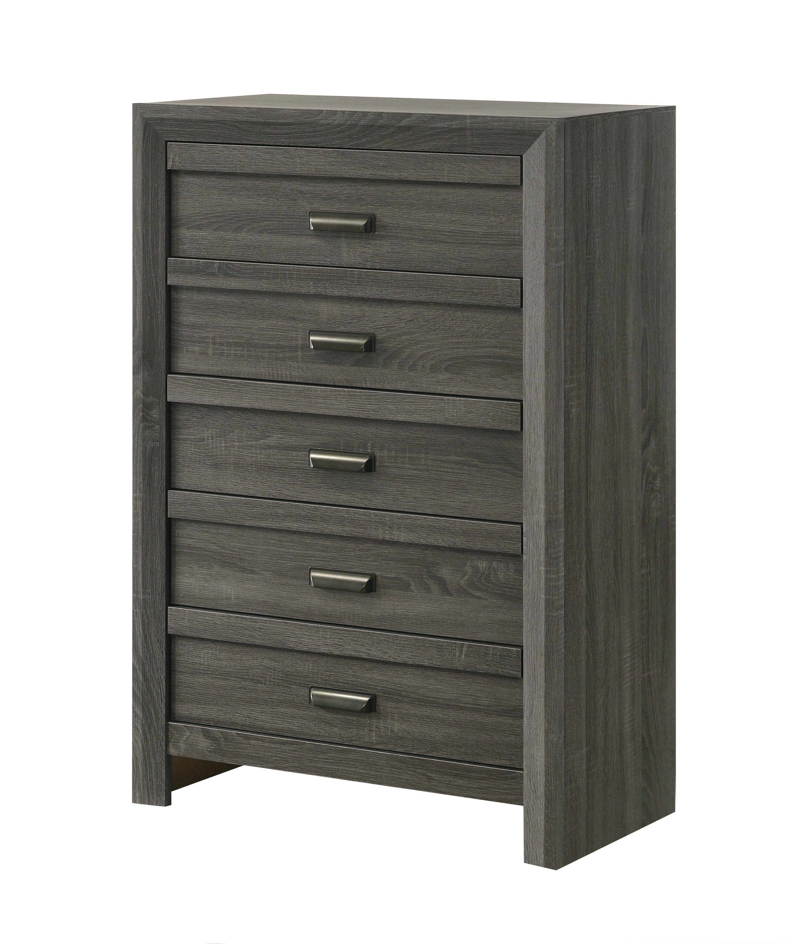 Rustic Gray 5-Drawer Chest: Bedroom Wood Storage
