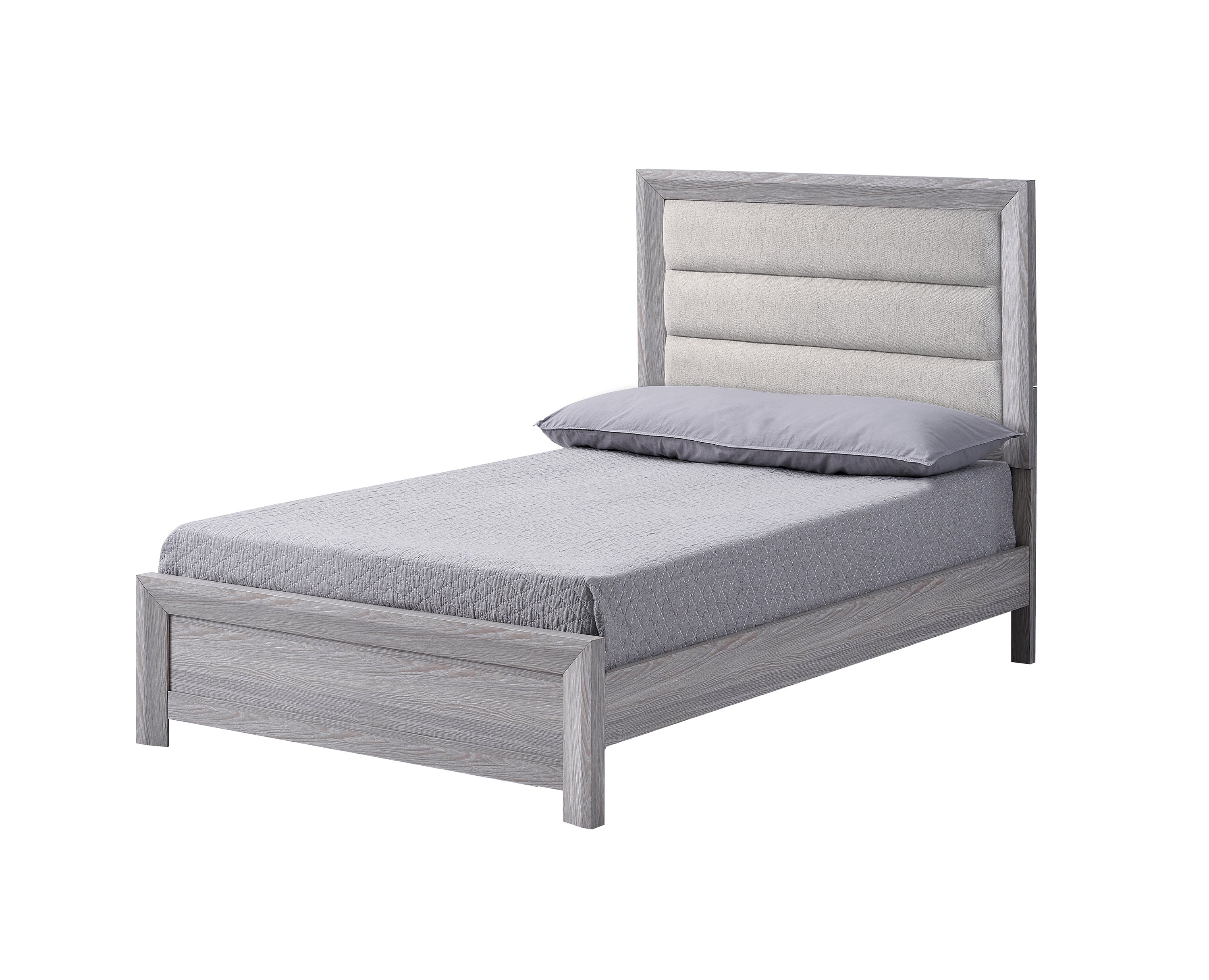 Plush Gray Channel Tufted Twin Panel Bed | Contemporary Driftwood