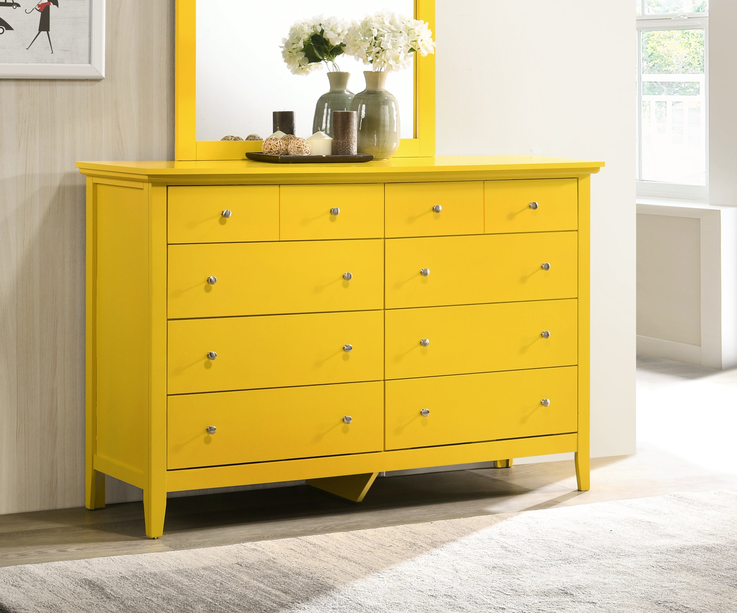 Cheerful Yellow Storage Dresser: Elevate Your Modern Space!