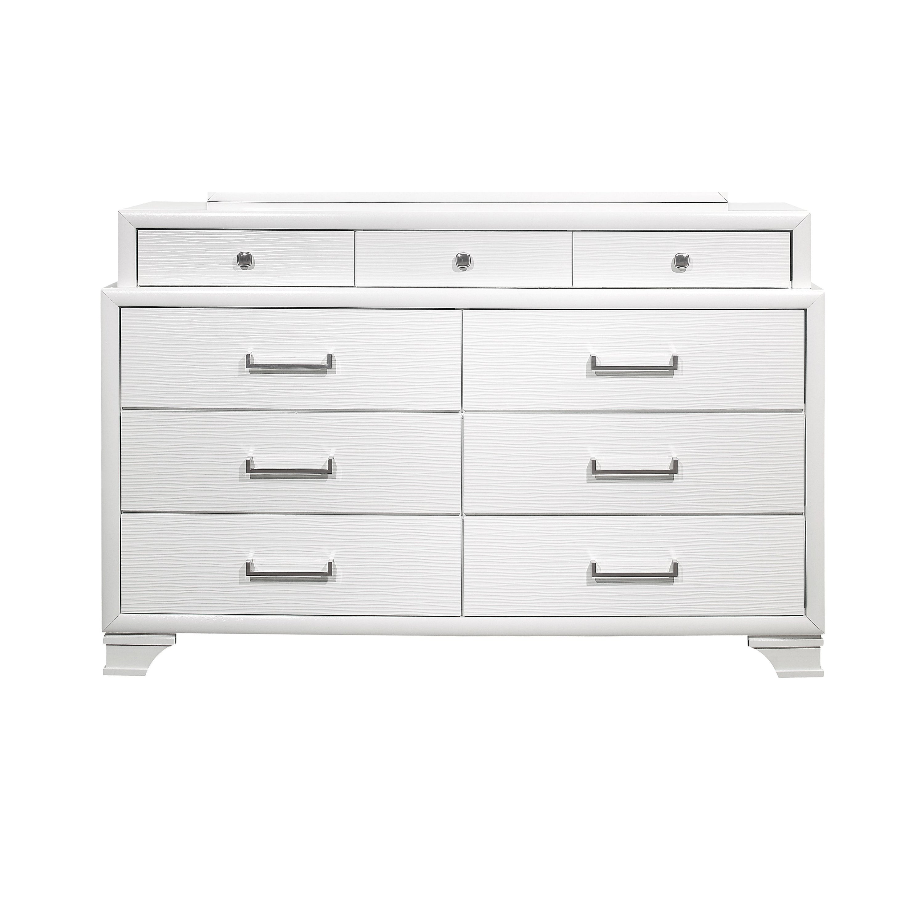 CIVIC White Dresser 59" Solid Wood MDF - Bedroom Storage