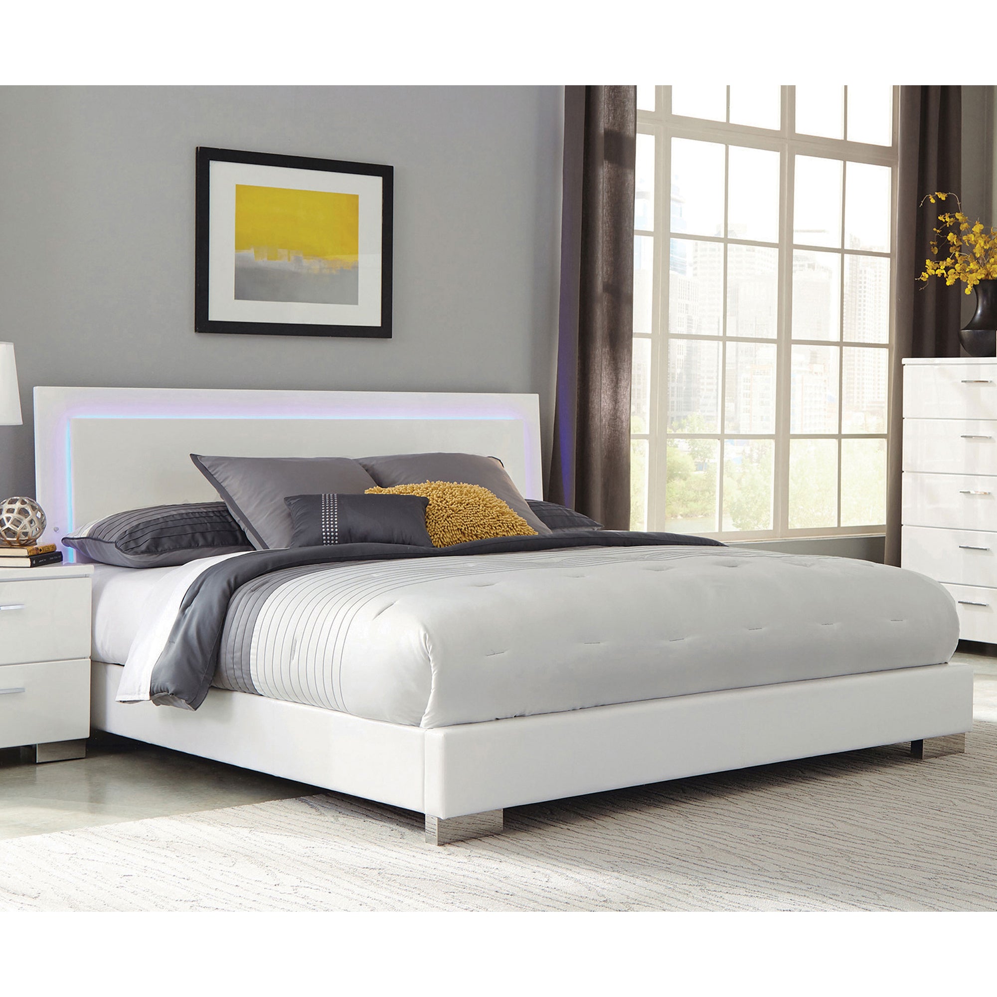 Strick & Bolton Nash Glossy White LED Panel Bed