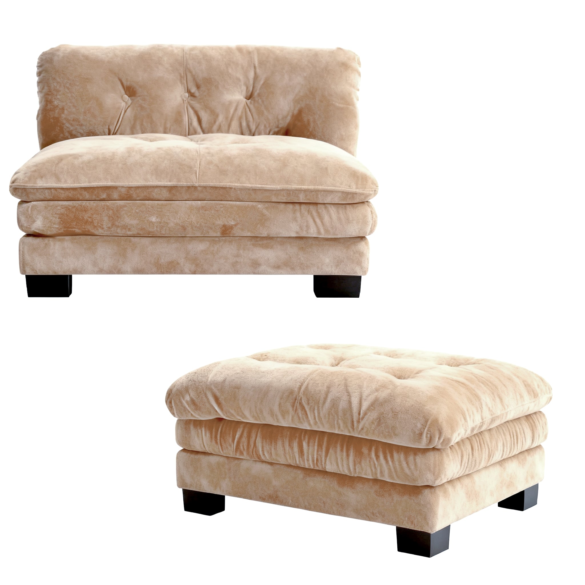 Single Seat Modular Deep Chenille Sofa Ottoman Khaki