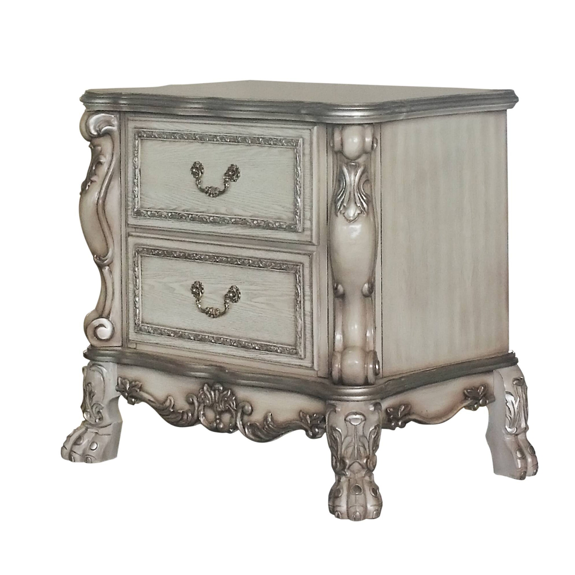 Vintage Bone White 2-Drawer Nightstand | Side Table