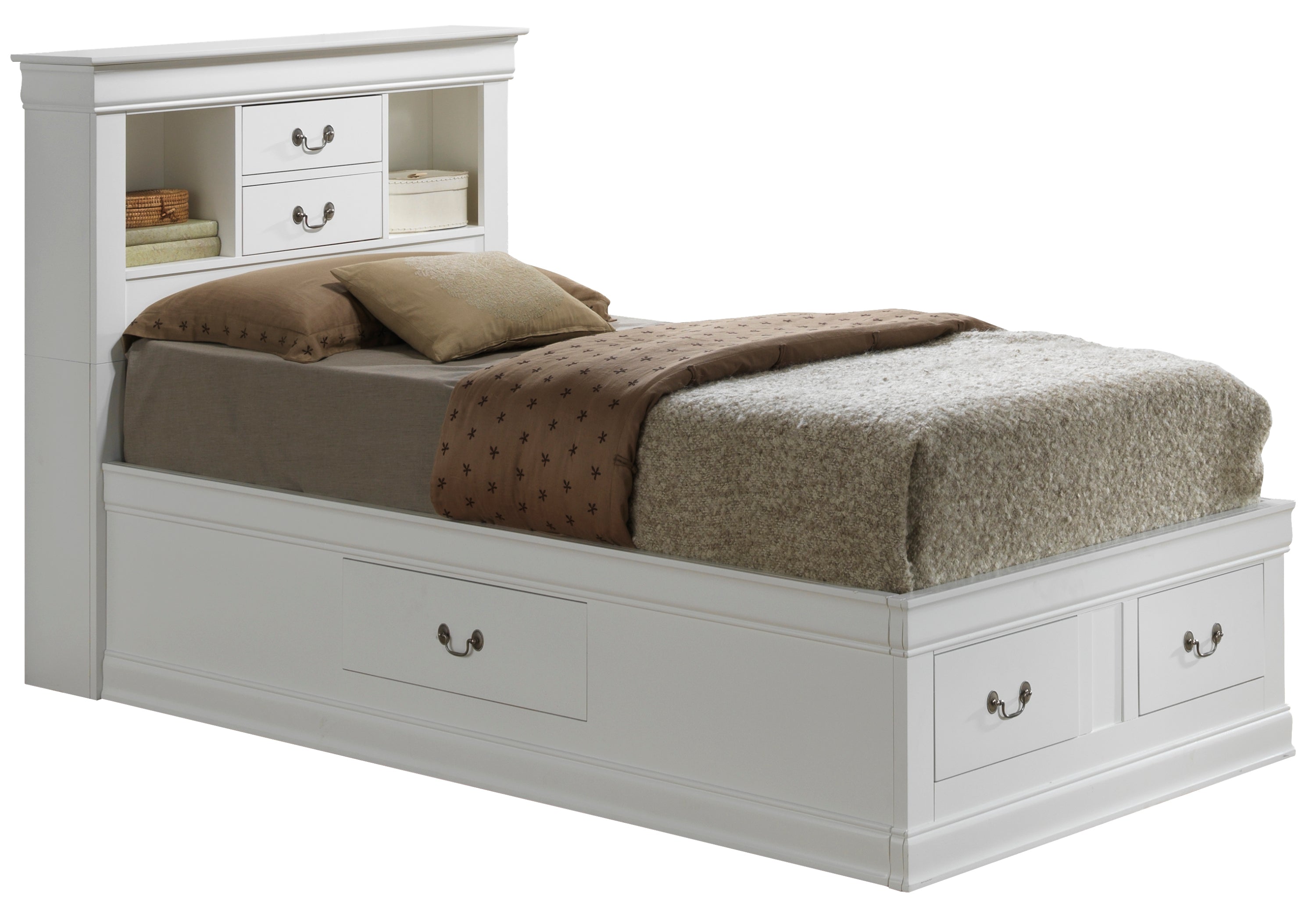 Elegant White Twin Storage Bed Design for Small Spaces - Modern Solution