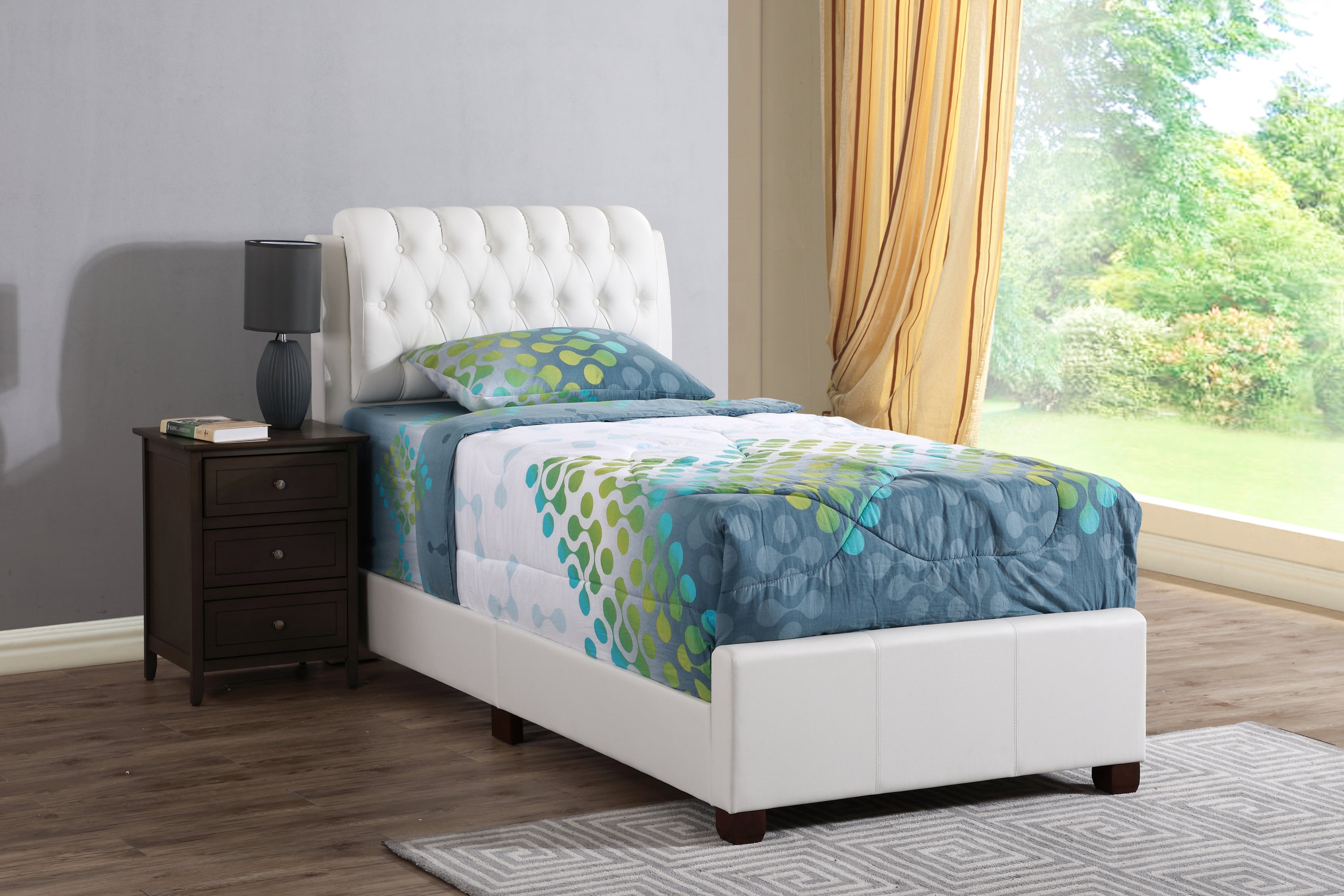 Stylish White Twin Bed for Contemporary, Modern Bedroom Design & Decor