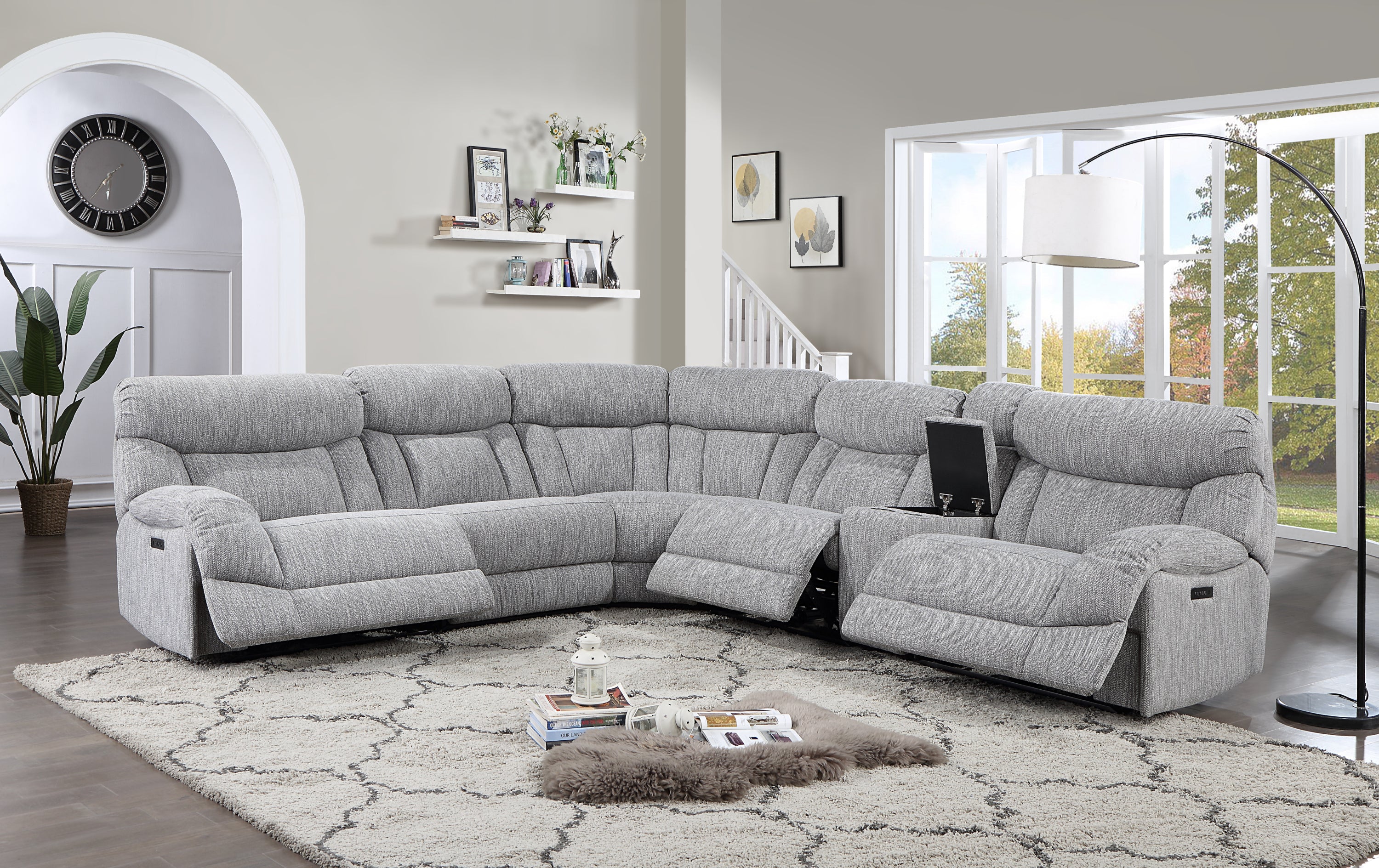 Park City 5-Piece Pearl Silver Sectional Sofa