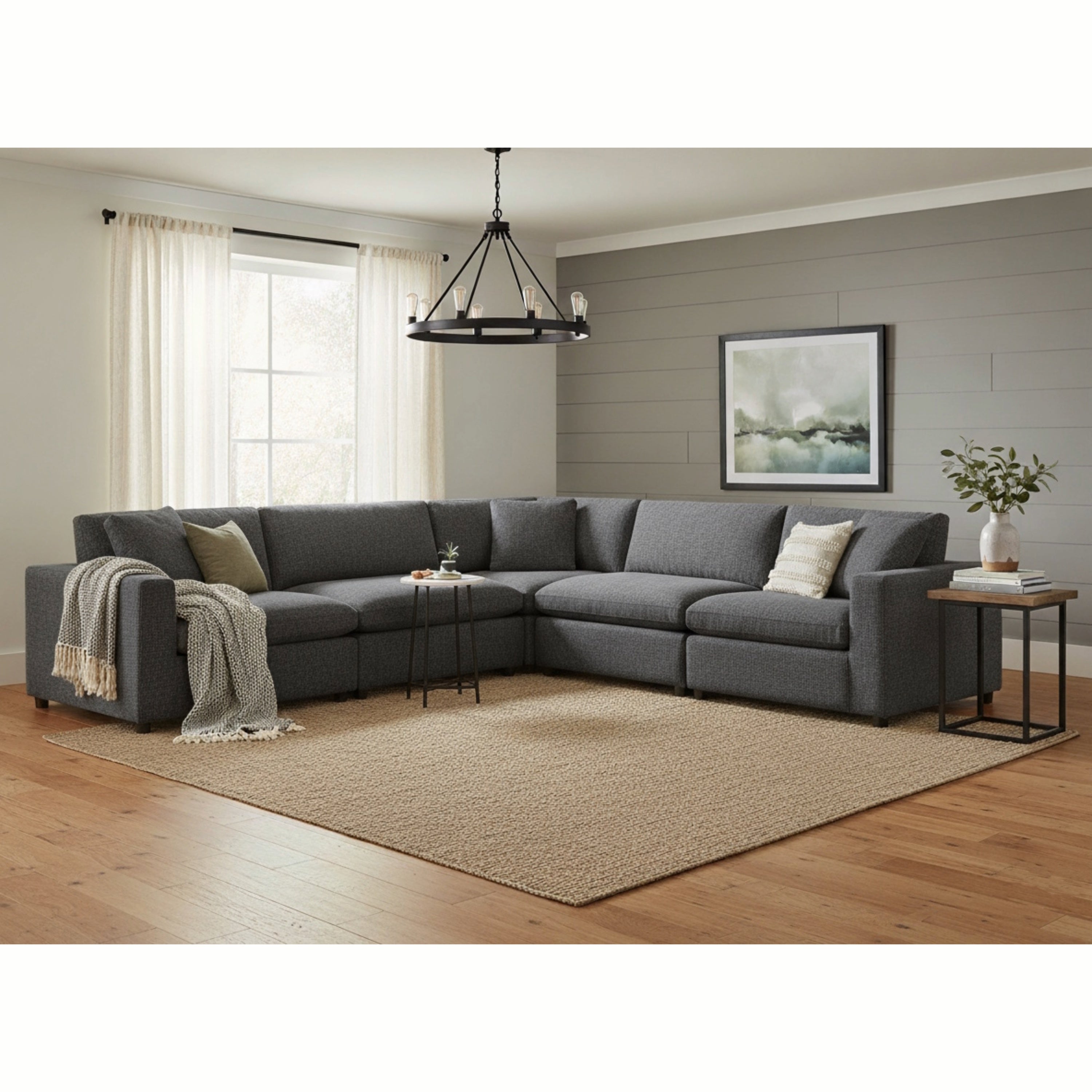 Cassandra Modular 5-Piece Sectional - Charcoal Sofa