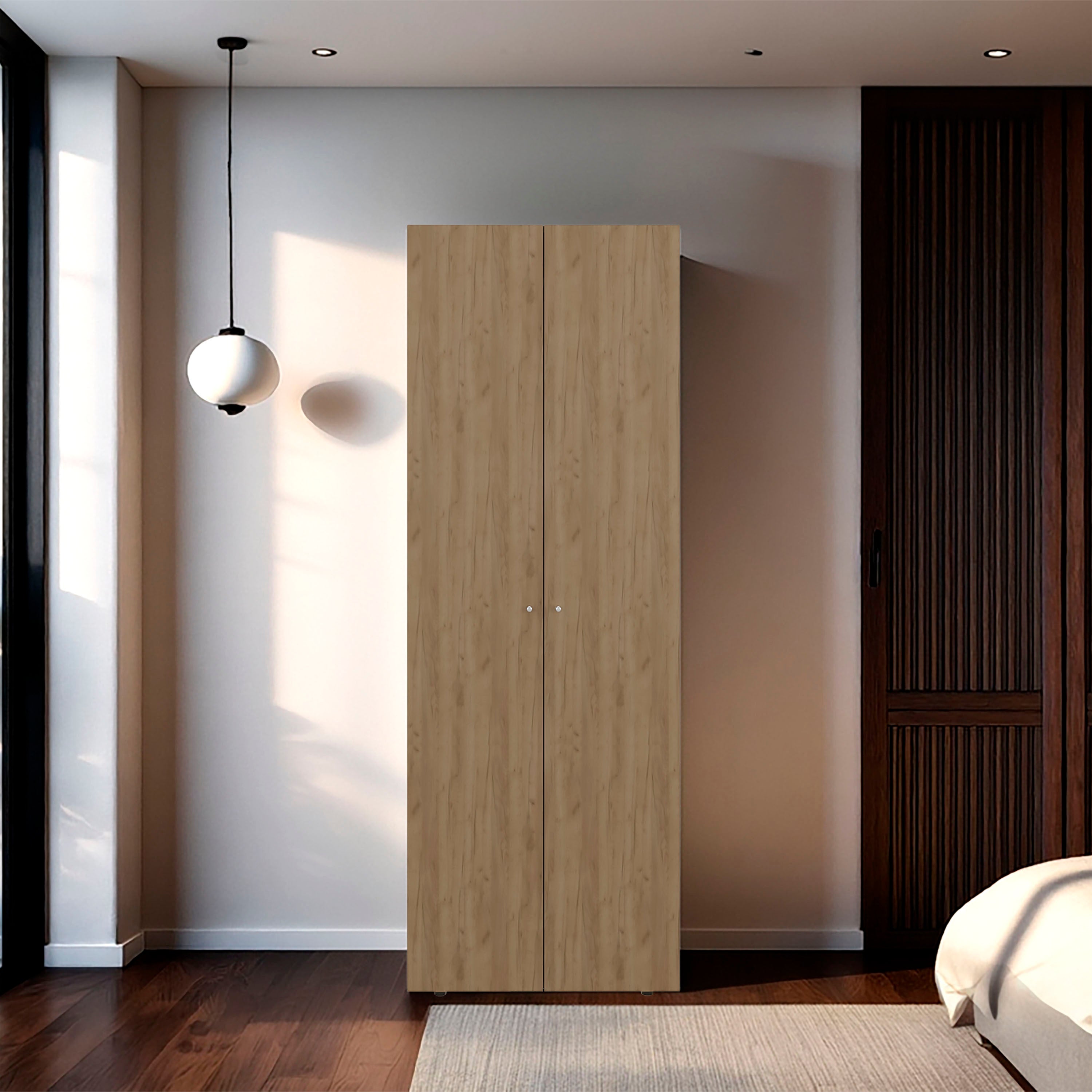 Natural Oak White Bedroom Armoire Storage Cabinet