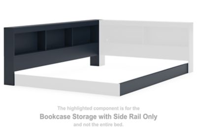 Simmenfort - Bookcase Storage with Side Rail - Navy Blue