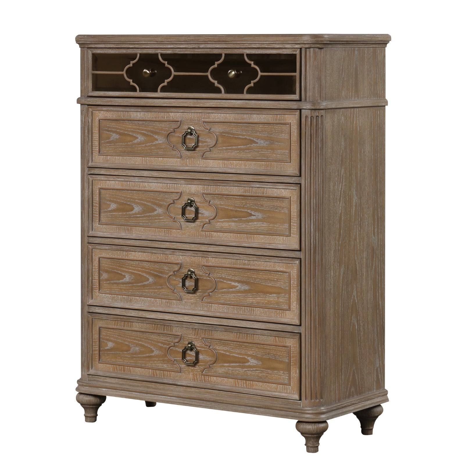 Rustic Oak Veneer Solid Wood Dovetail Chest of Drawers