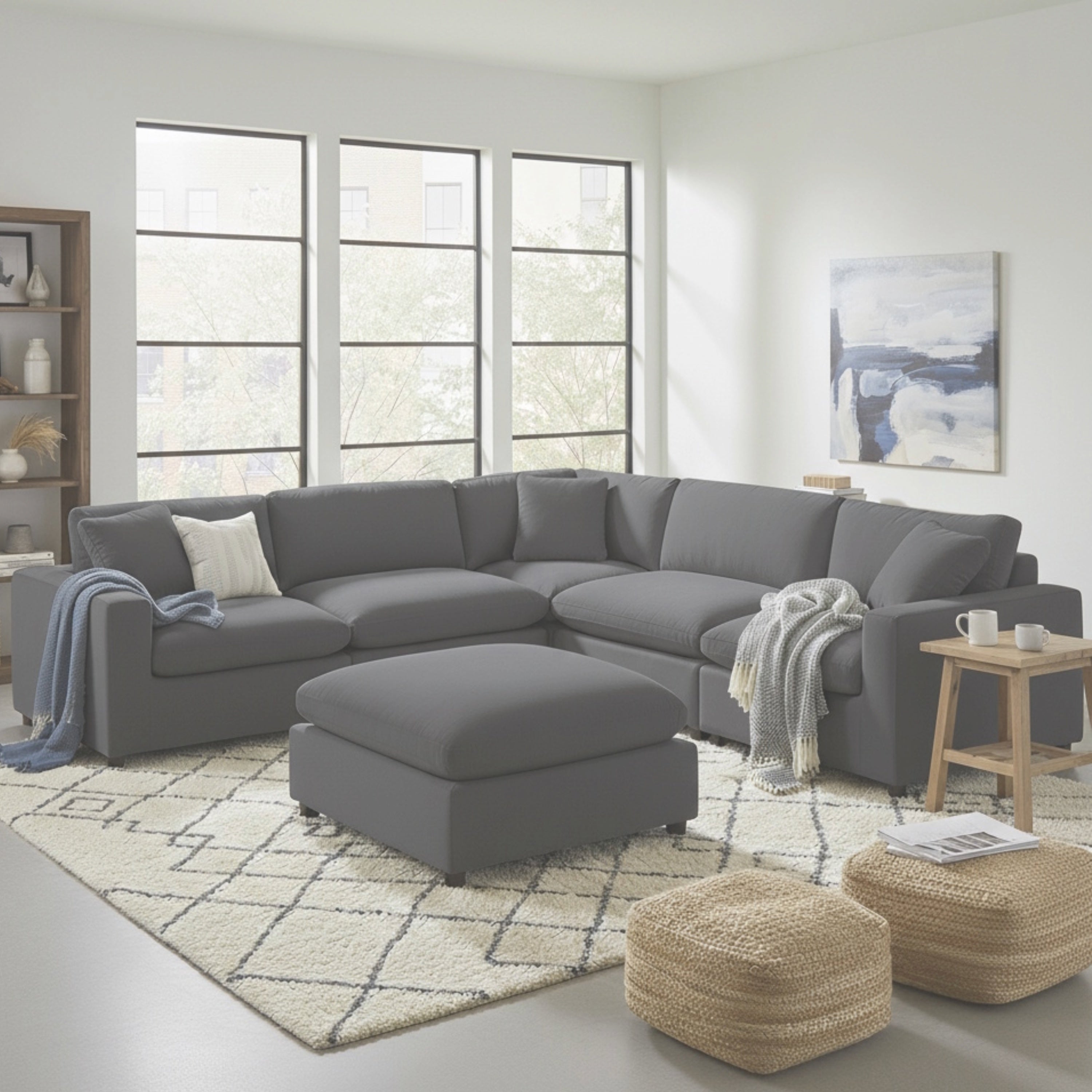 Caylie Modular 6-Piece Sectional Sofa - Charcoal Modern Living