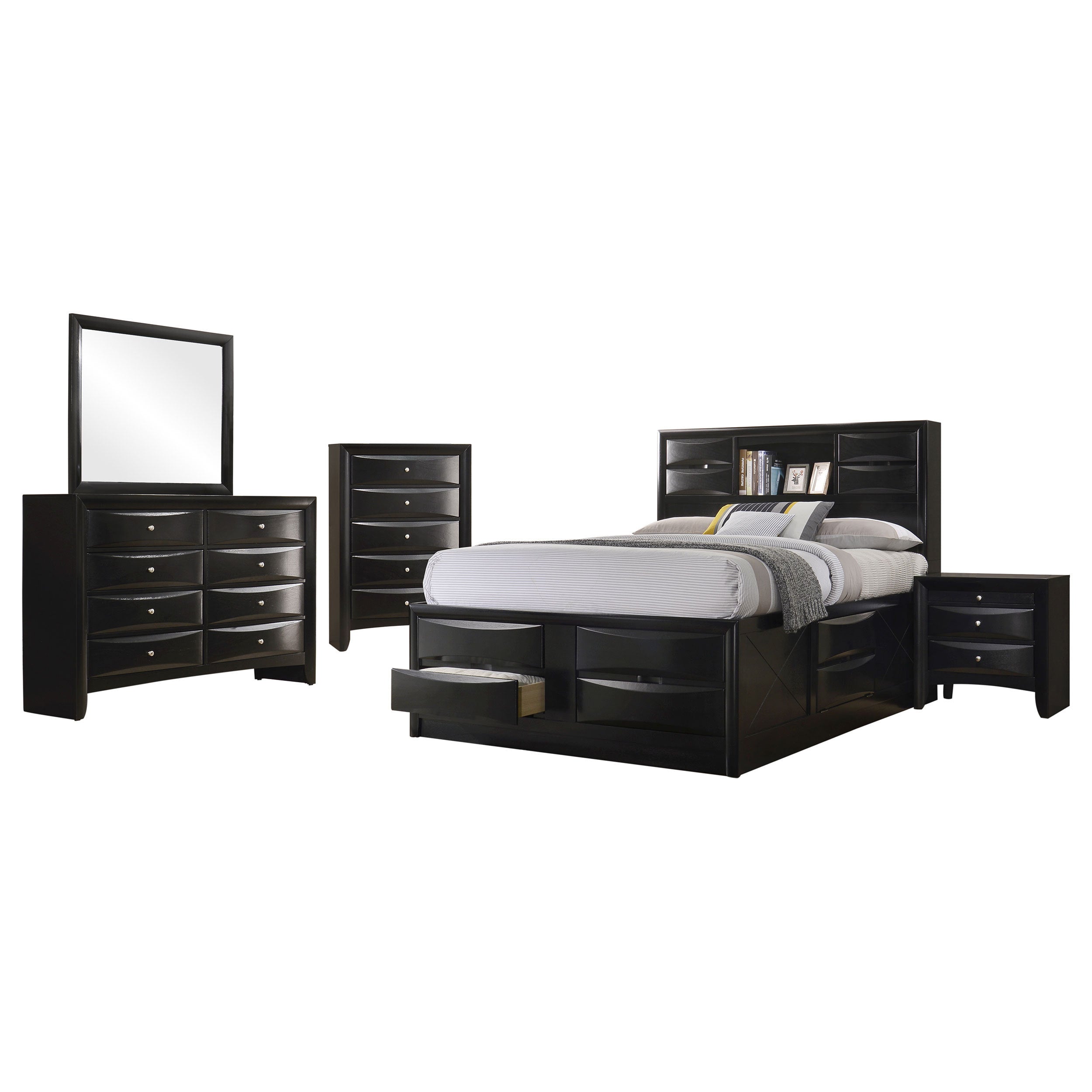 Isabel Black 5-Piece Storage Bedroom Furniture Set