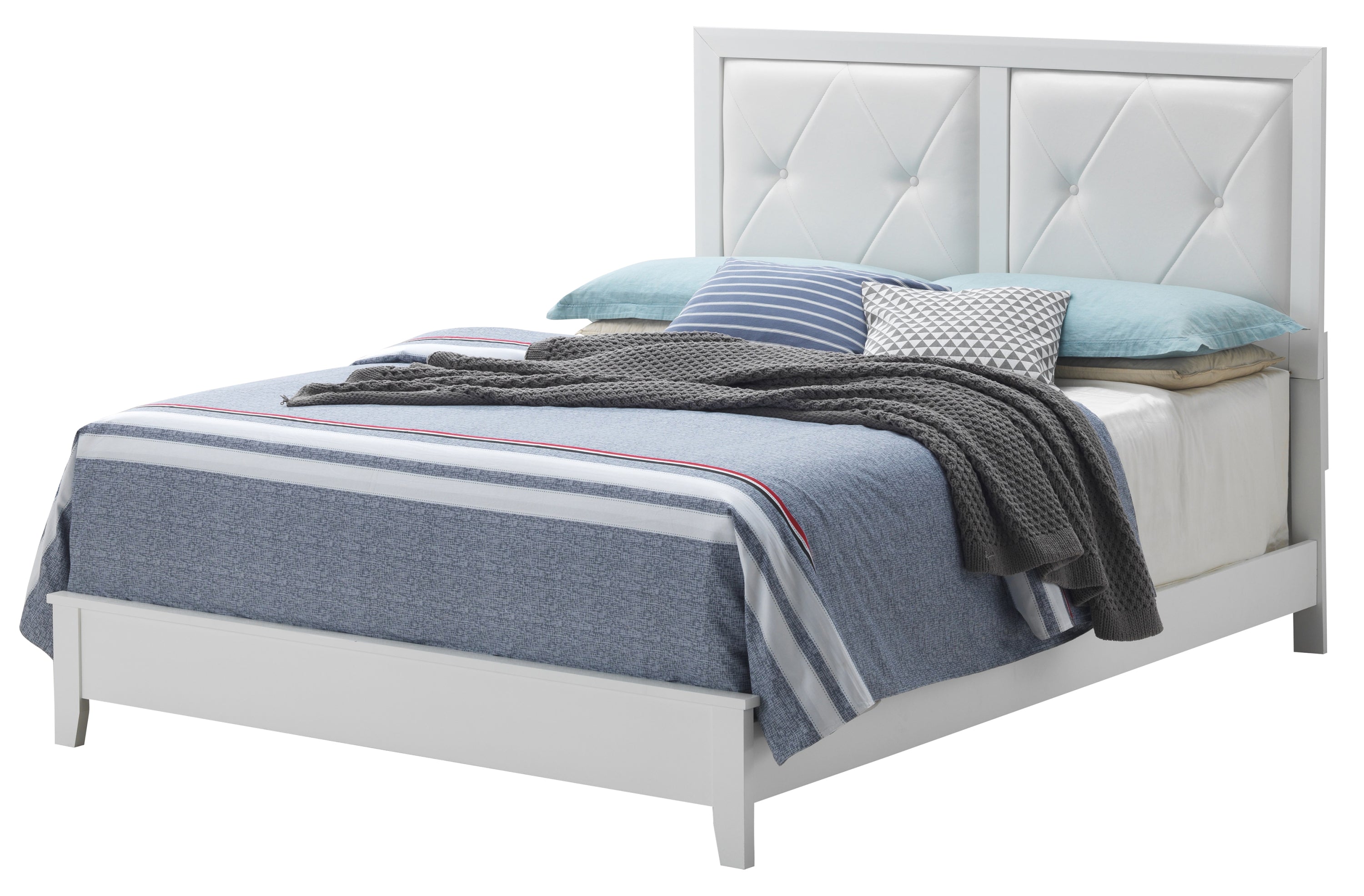 Elegant White Full Bed | Modern Minimalist Design | Free Shipping