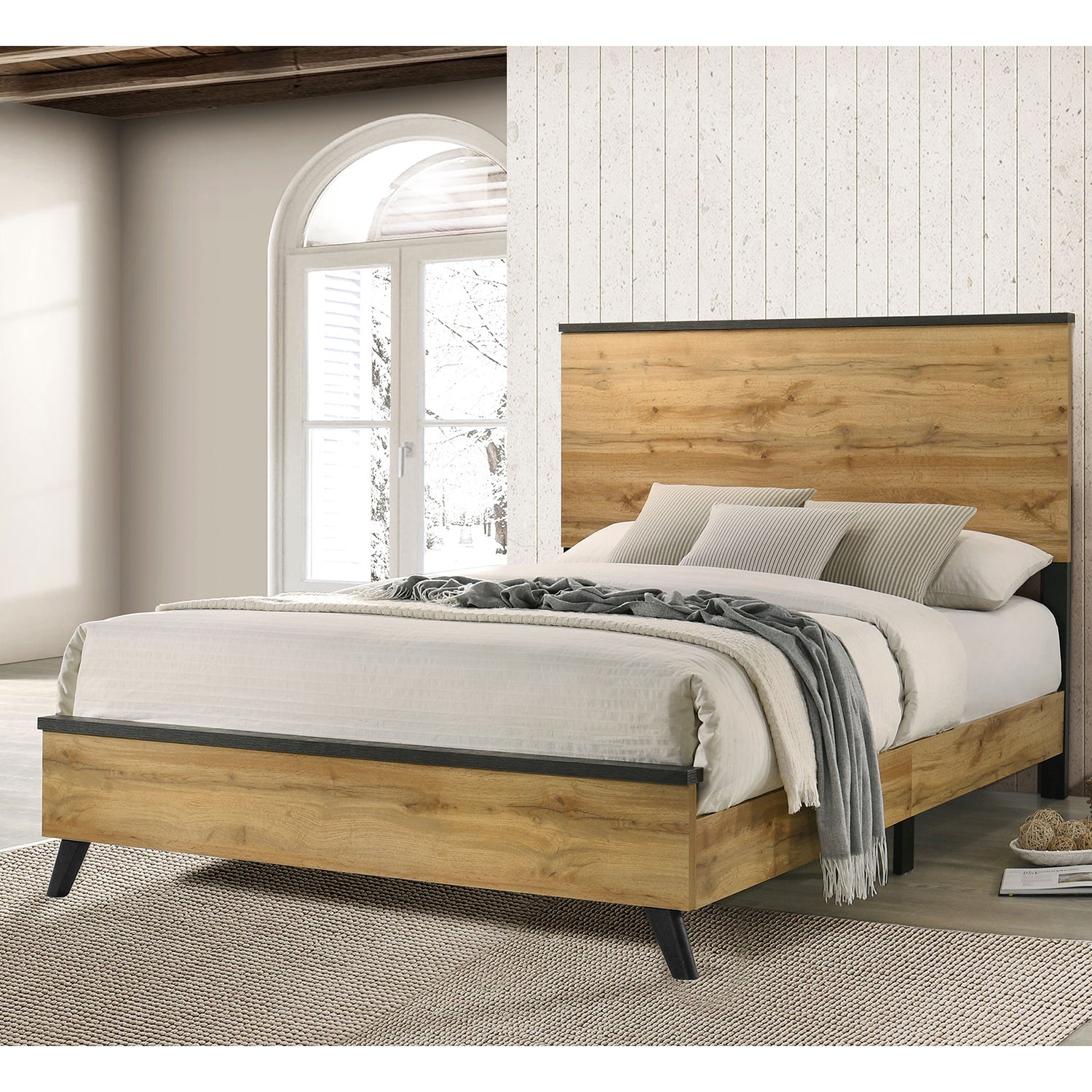 Fraser Natural Pine Queen Panel Bed - Solid Wood Furniture