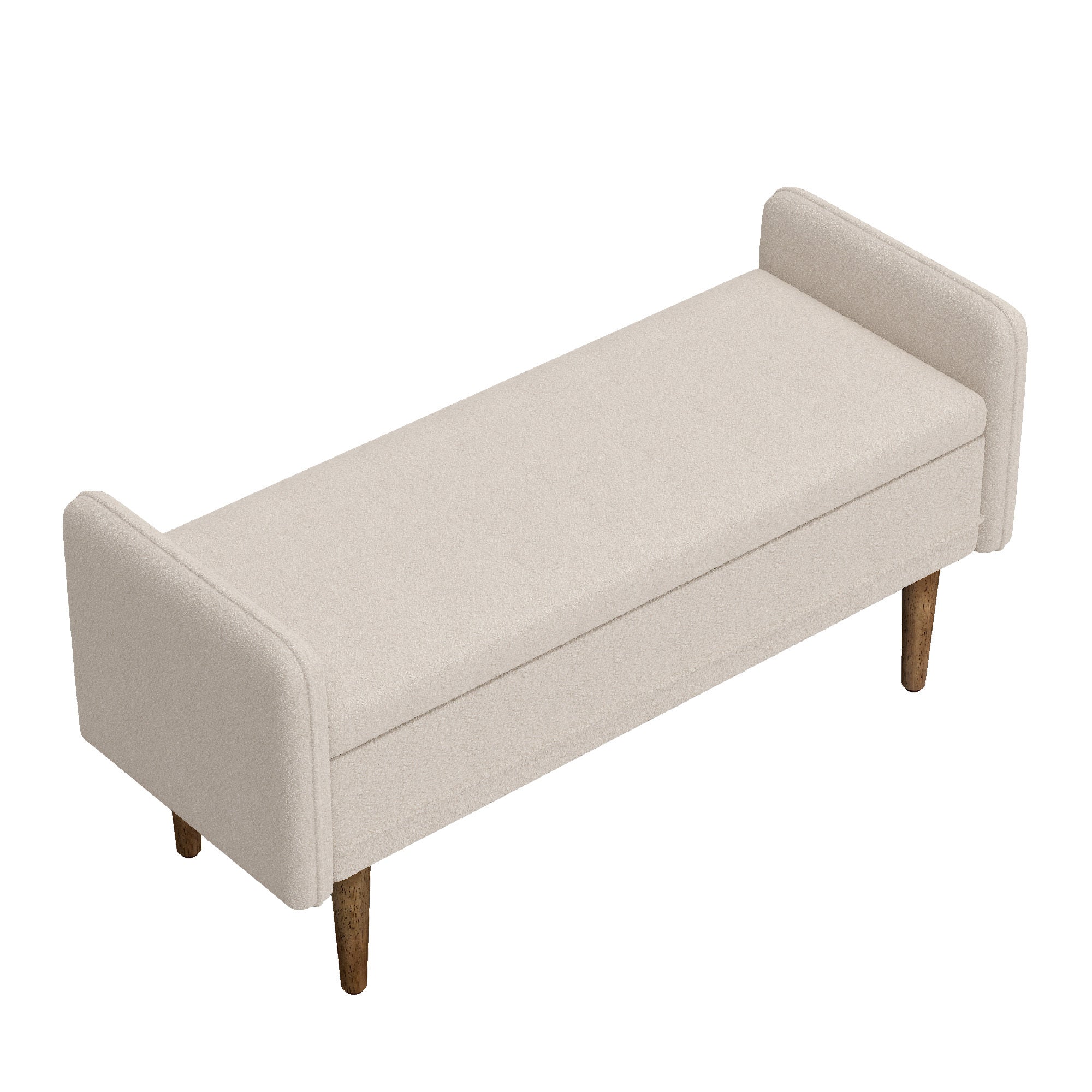 Teddy Velvet Beige Storage Stool - Ottoman with Storage